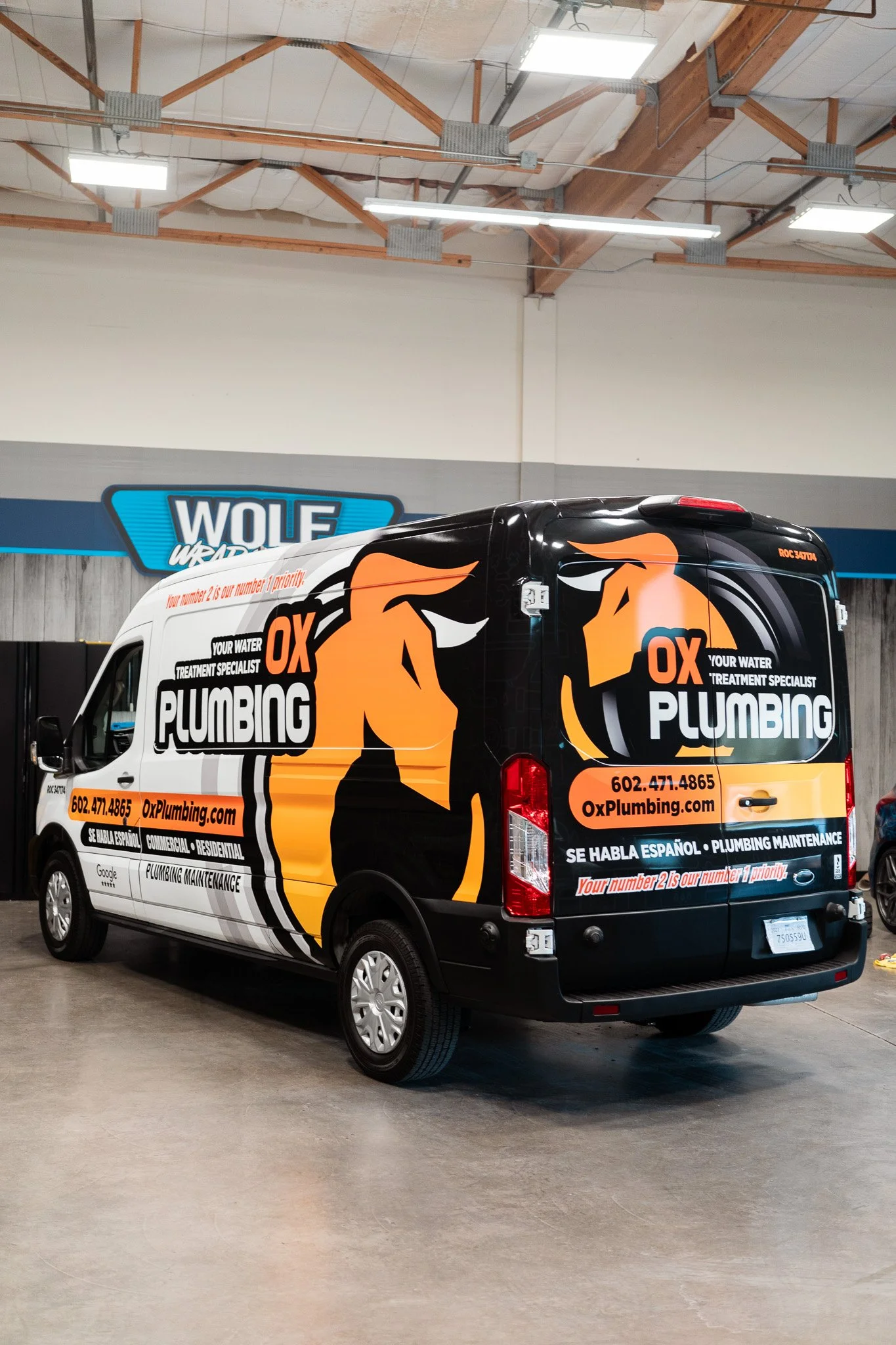 Ox Plumbing rebrand and full wrap on a 2019 ford transit van