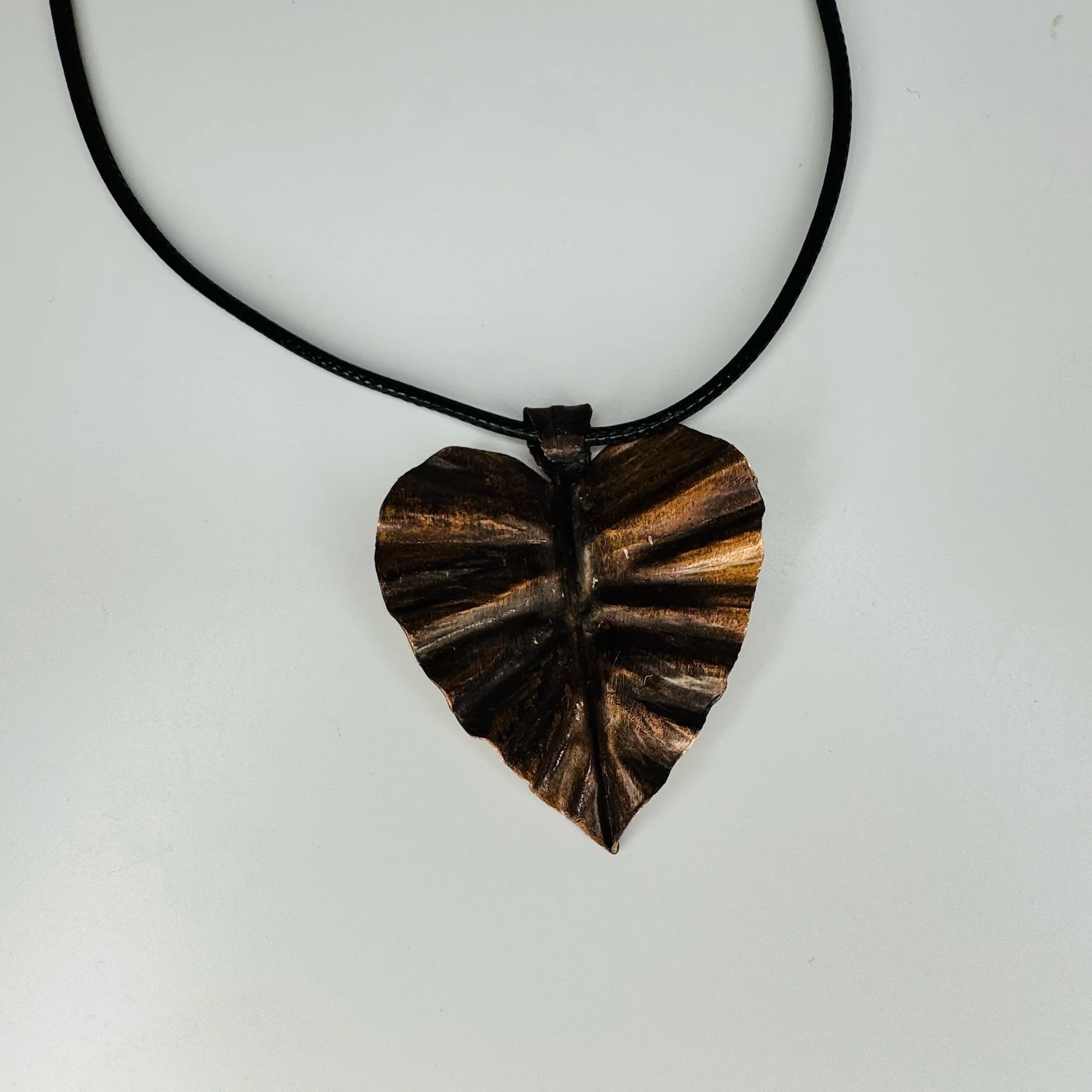 Heart-Shaped Copper Leaf Necklace