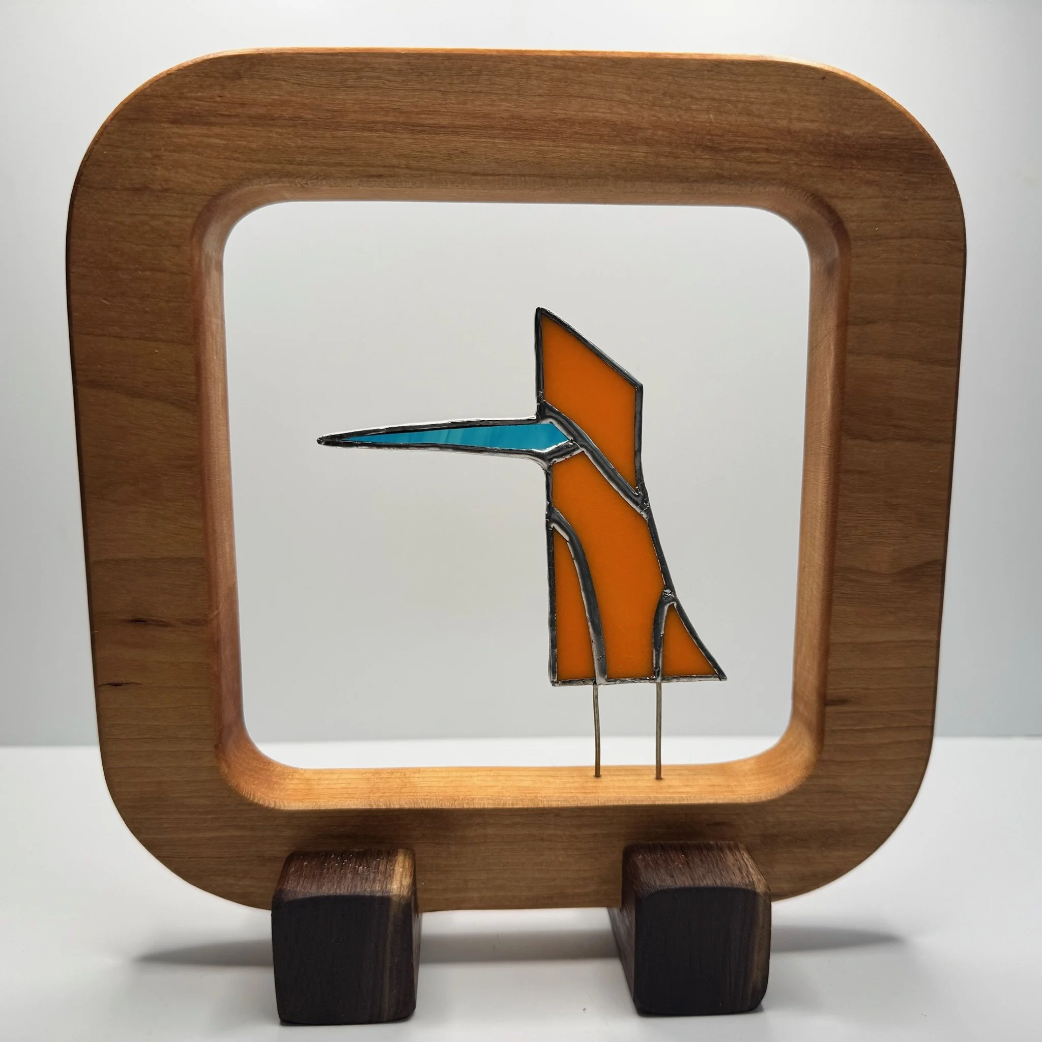 Glass Bird Wood Art: Miami