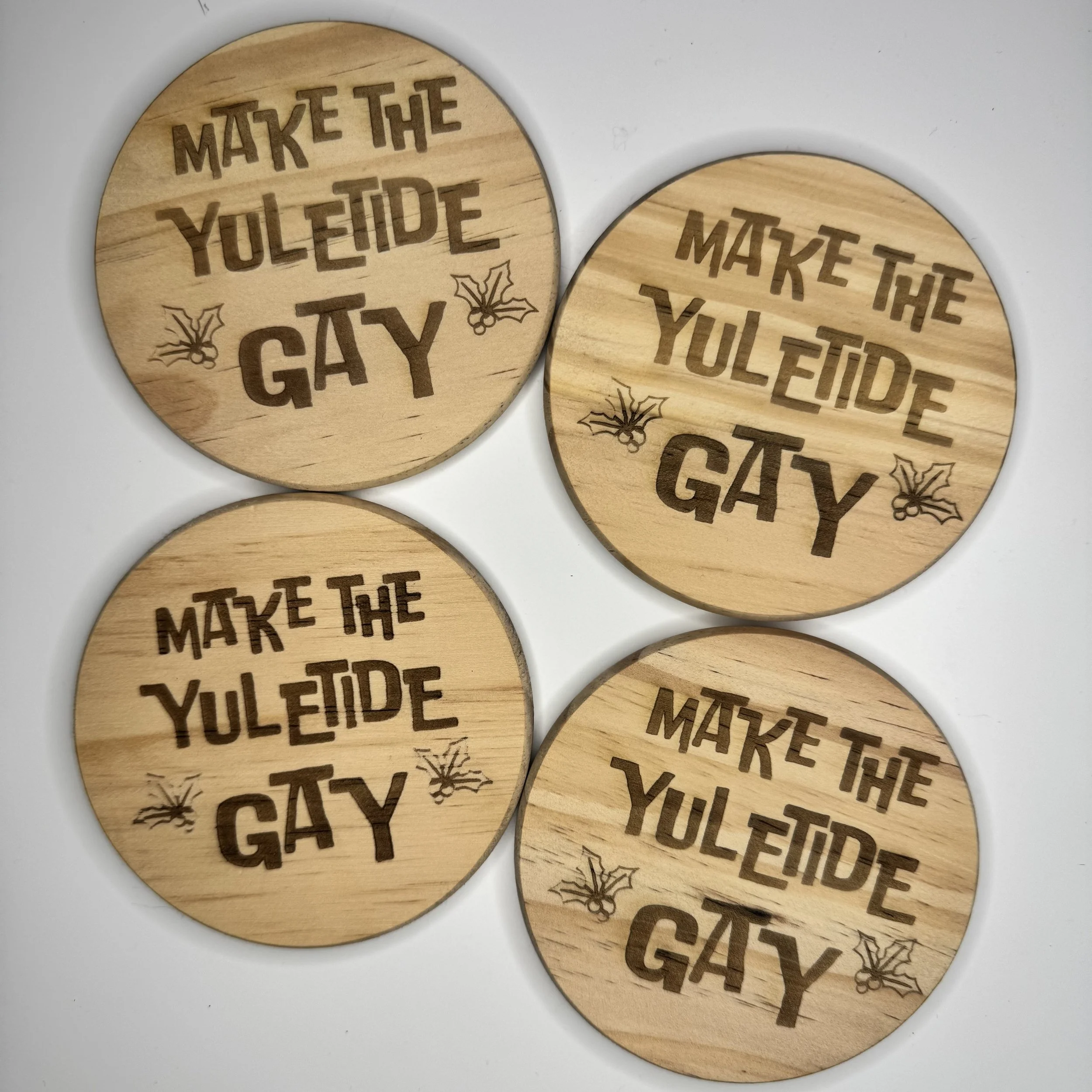 Make the Yuletide Gay Coasters - Set of 4