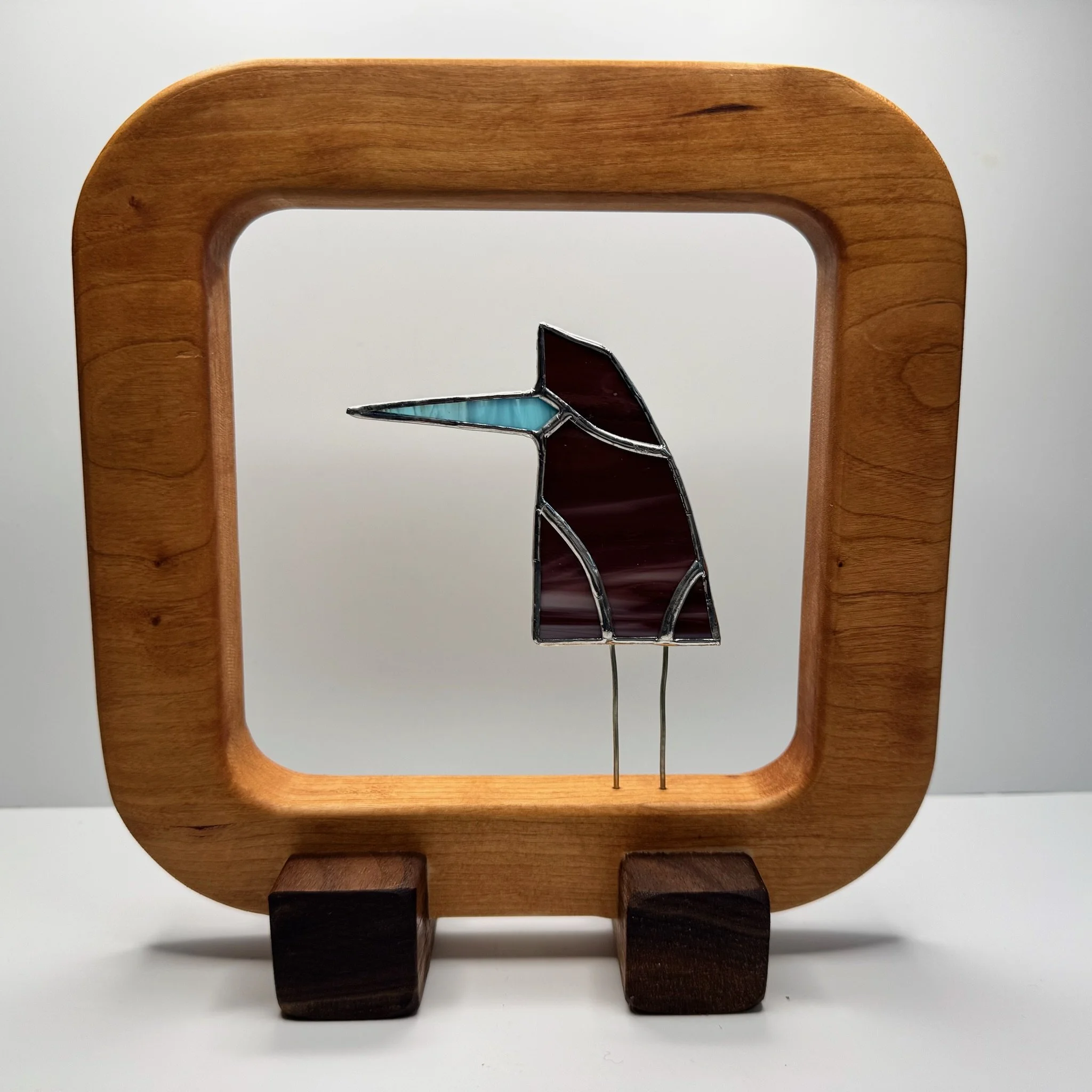 Glass Bird Wood Art: Zeus