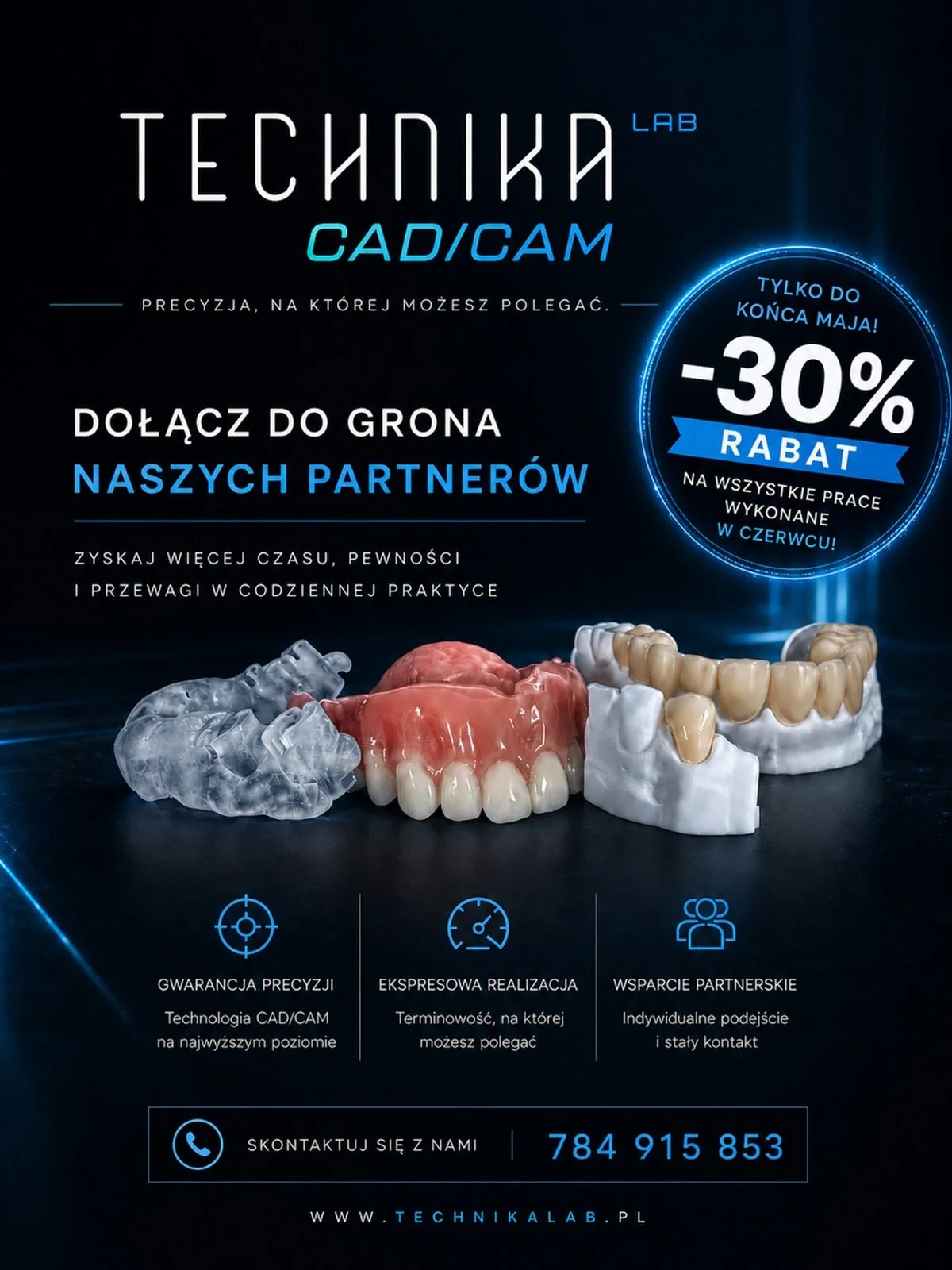 Szukasz sprawdzonego laboratorium protetycznego do stałej wsp&oacute;łpracy?
To idealny moment, żeby do nas dołączyć. 🦷

📣 Oferta dla nowych lekarzy i gabinet&oacute;w stomatologicznych

Wszystkie osoby, kt&oacute;re nawiążą wsp&oacute;łpracę z nas