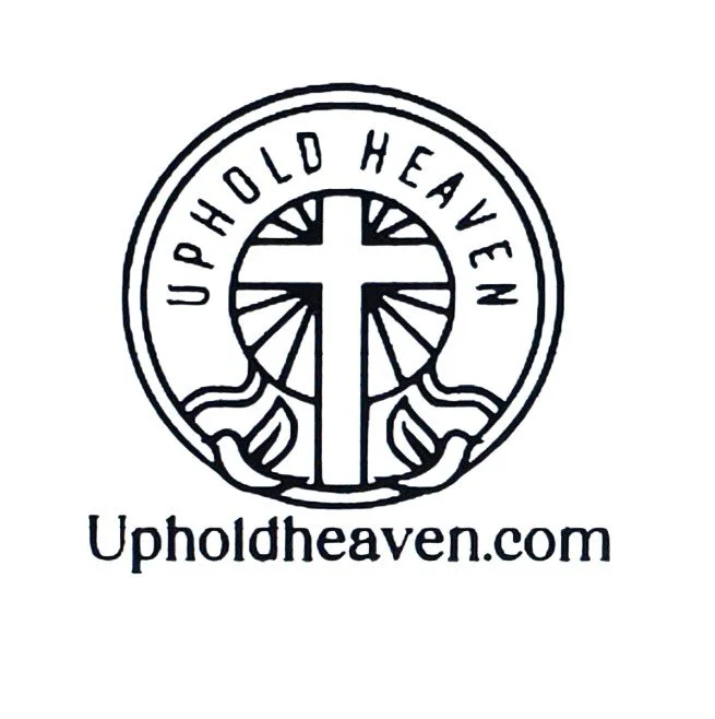 Black and white decal with the Uphold Heaven logo and website. Perfect for letting people know you are here to Uphold Heaven.