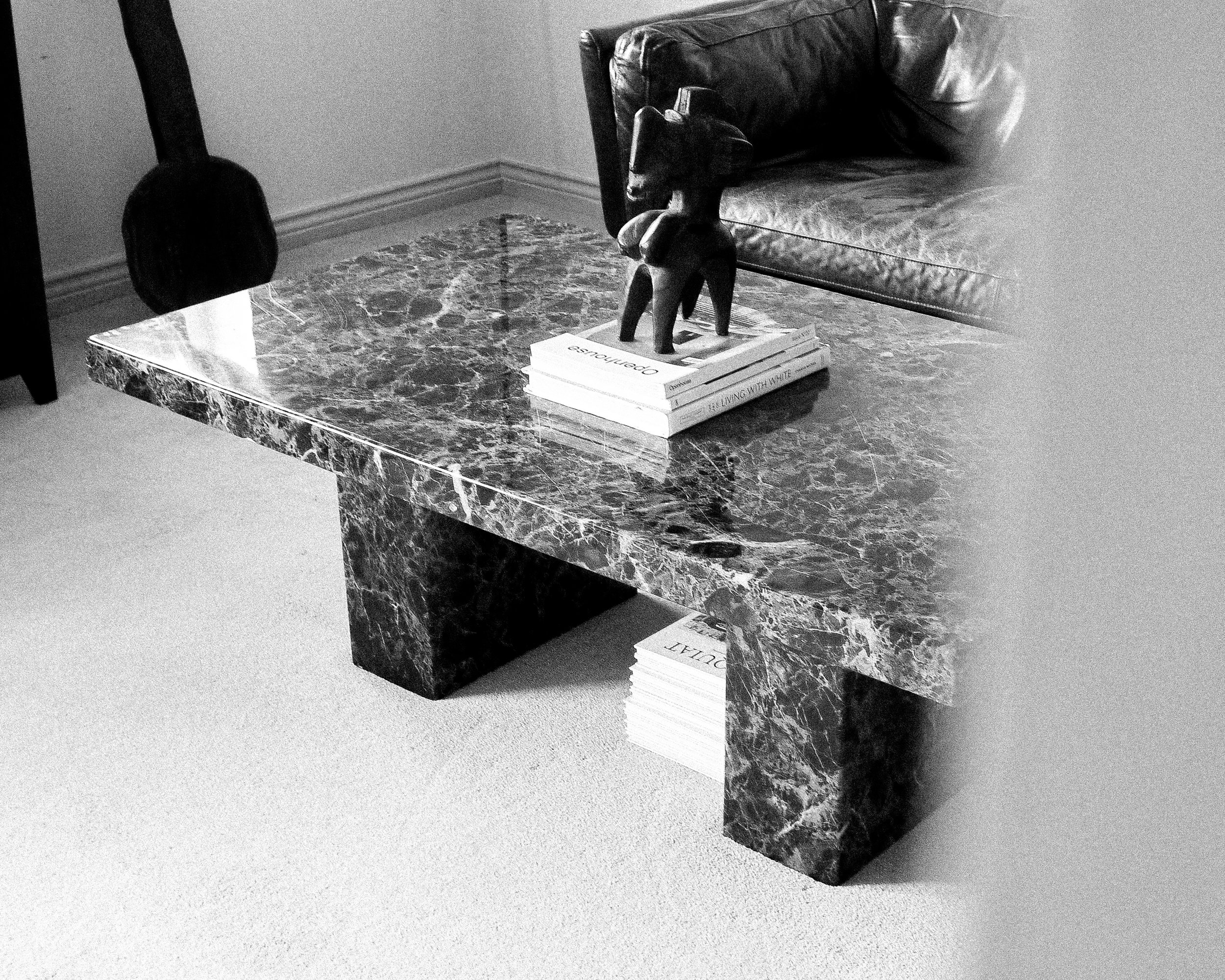 Art Deco Dark Brown Marble Table