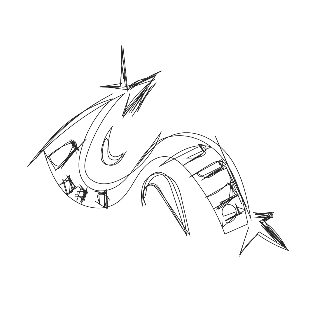 A black and white sketch of a fish with a clock as its body, with Roman numerals and clock hands.