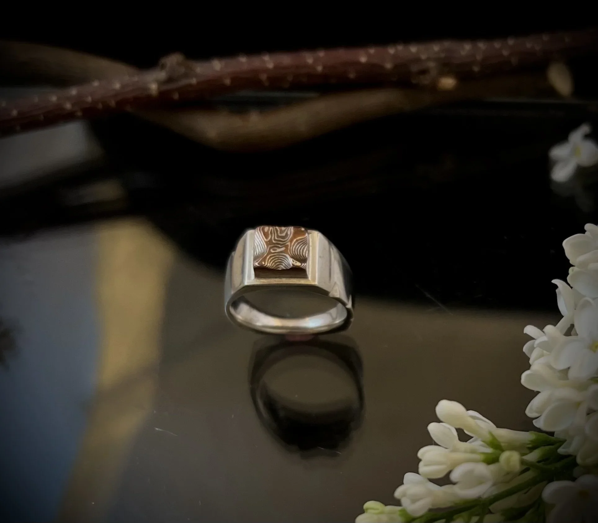 Mokume Gane Textured Signet Ring