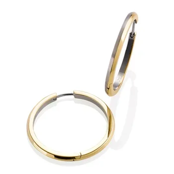 Golden hoop earrings with a sleek, modern design