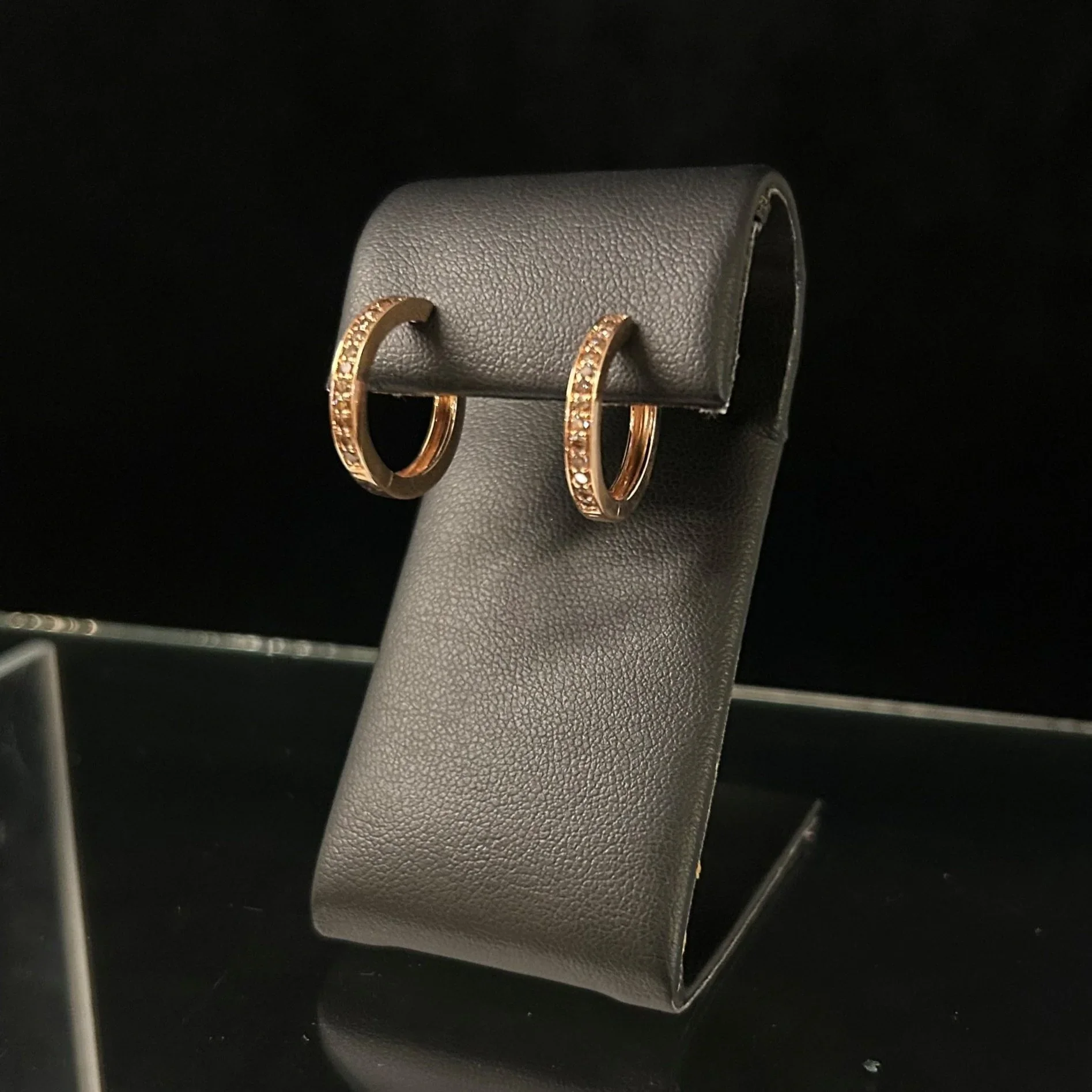 Rose Gold Champagne Diamond Hoops