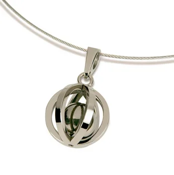 Silver globe pendant necklace on a chain