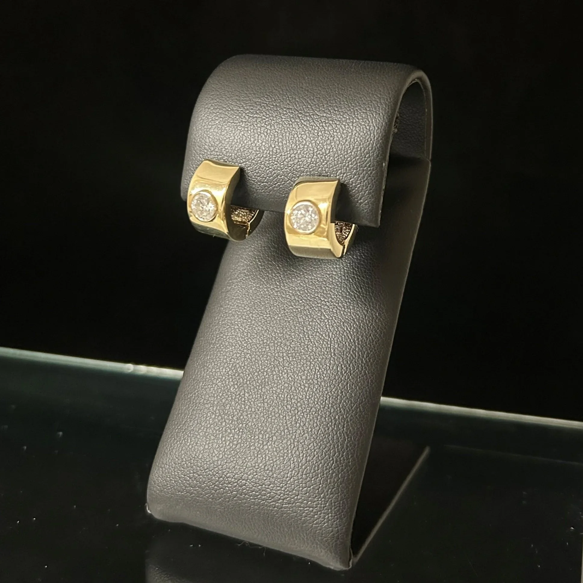 Yellow Gold Hinged Solitaire Diamond Hoops