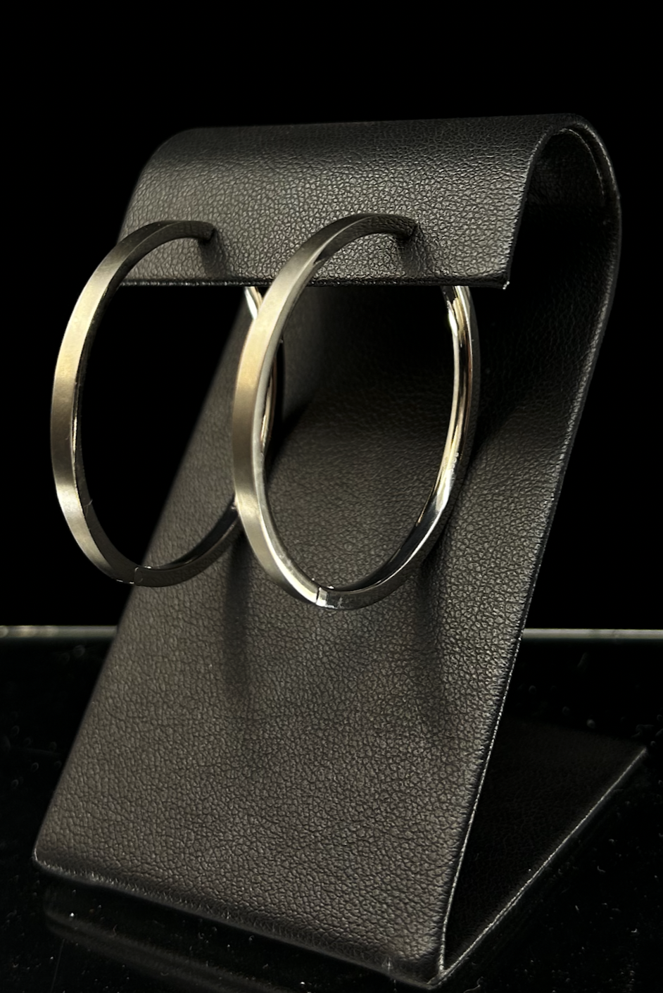 Large Brushed Titanium Hinged Hoops