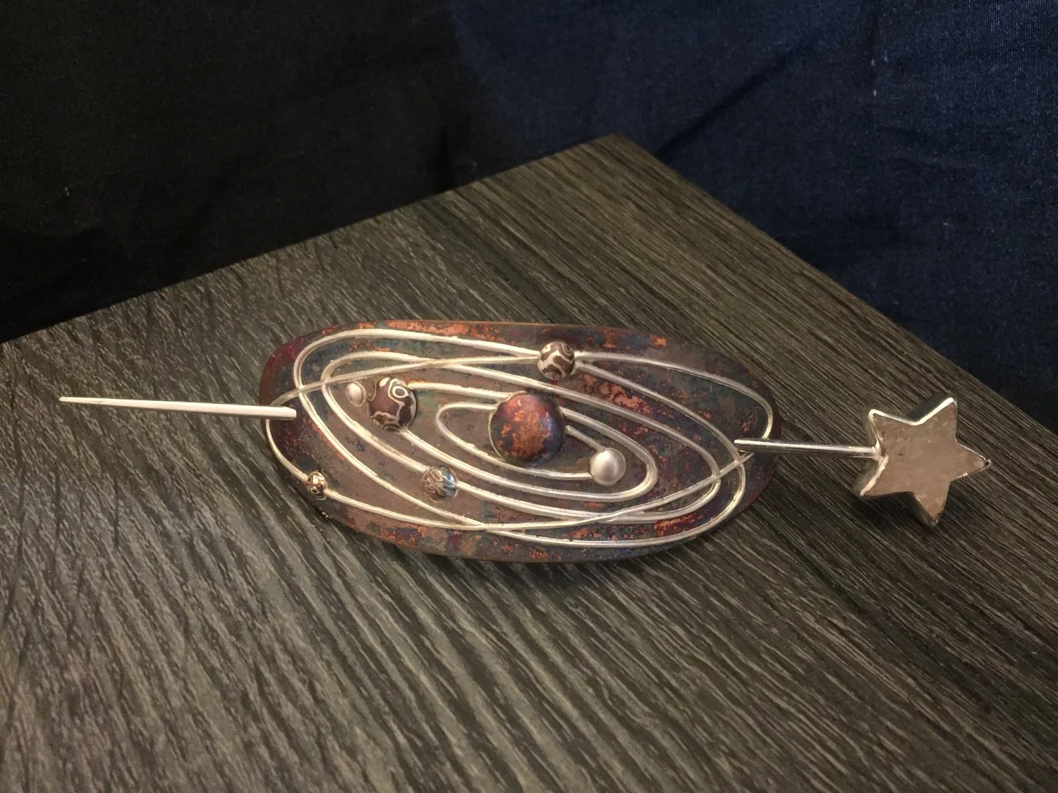 Orbit Hairpin with Druzy Star