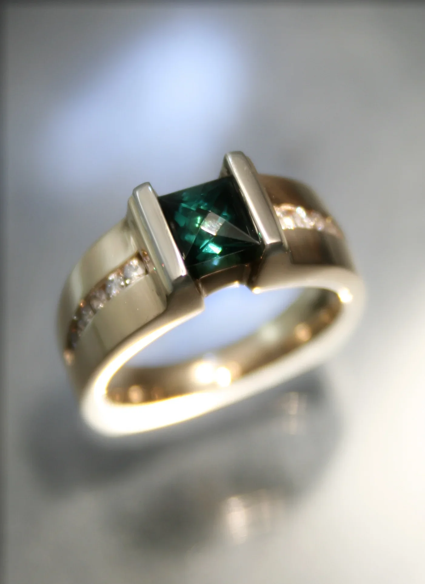 Fancy Cut Tourmaline and Diamond Ring