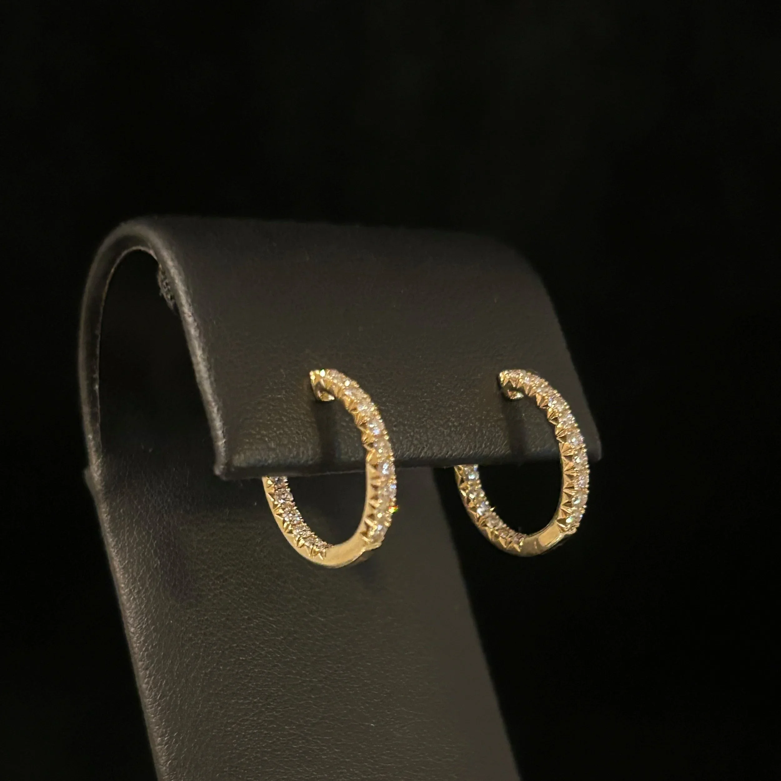 Yellow Gold Inside-Out Diamond Hoops