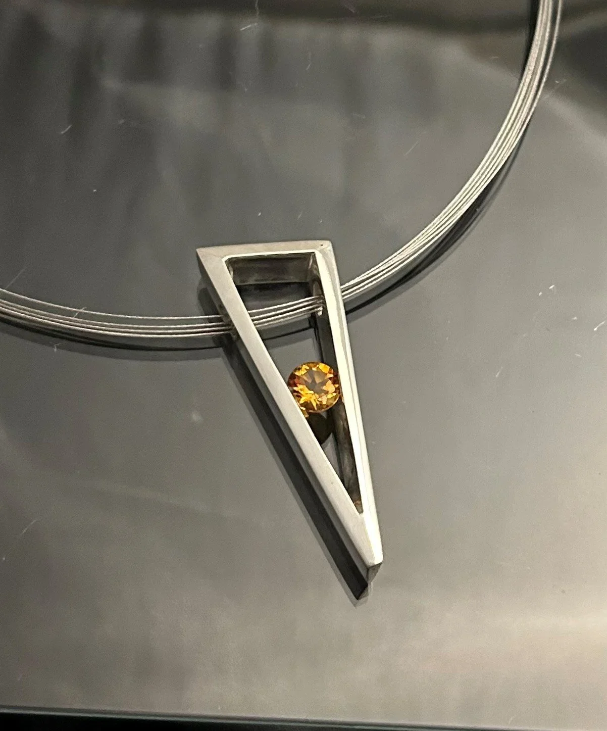 Citrine Open Triangle Sterling Pendant