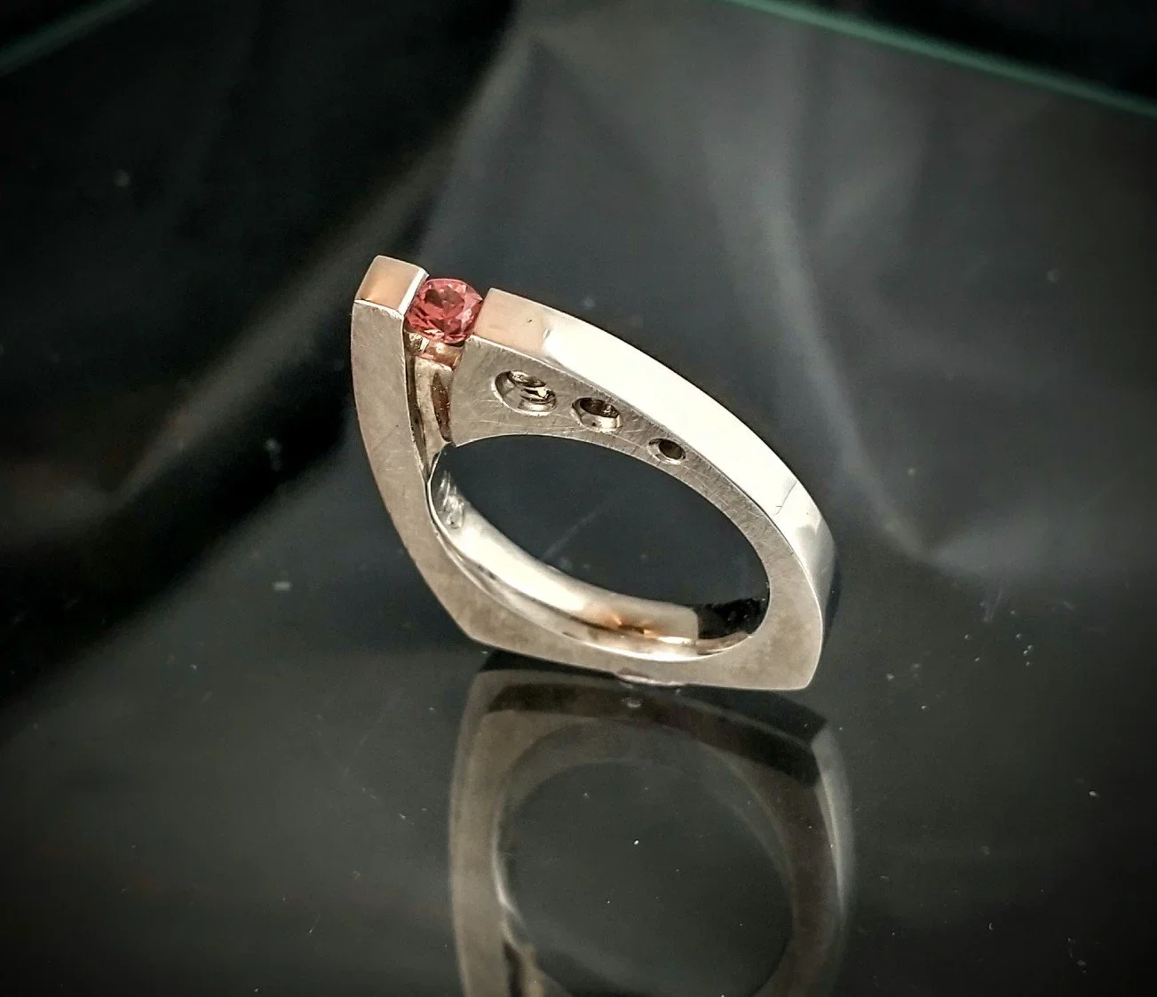 Orange Sapphire Palladium Ring