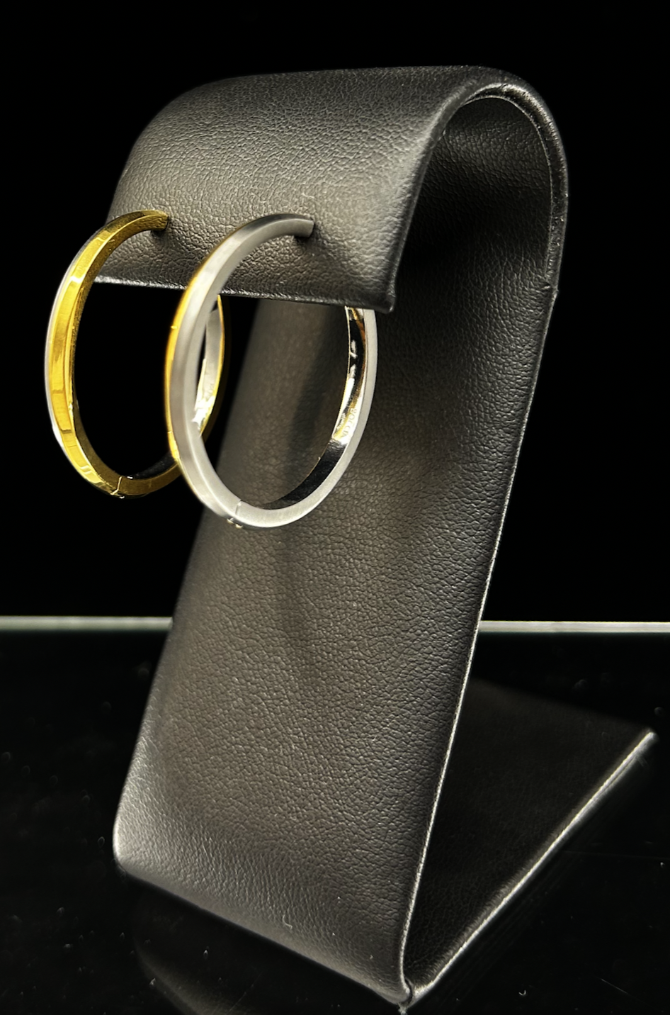 Medium Two-tone Titanium Knife Edge Hoops