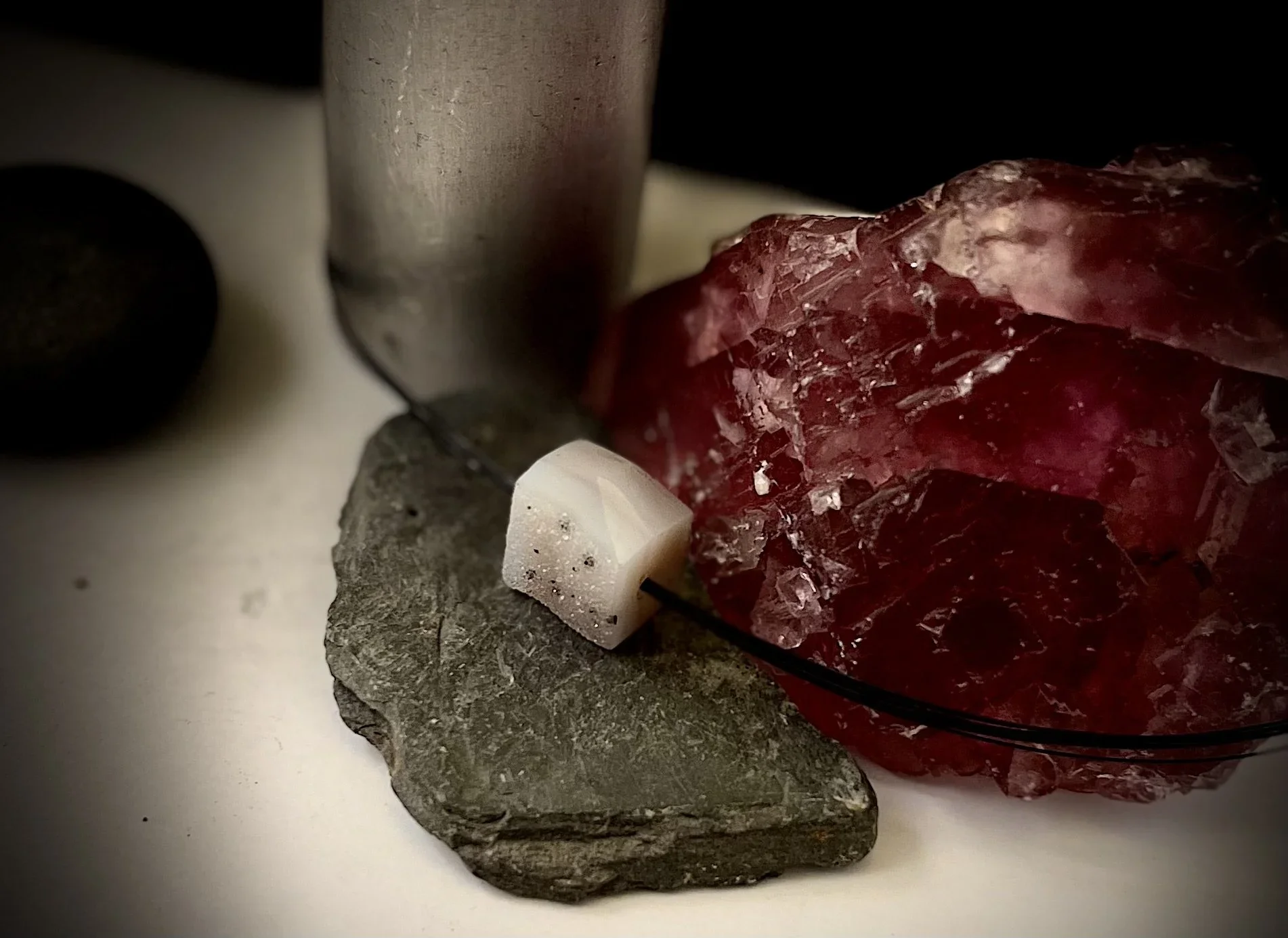 "Dalmatian" Drusy Polished Bead Pendant