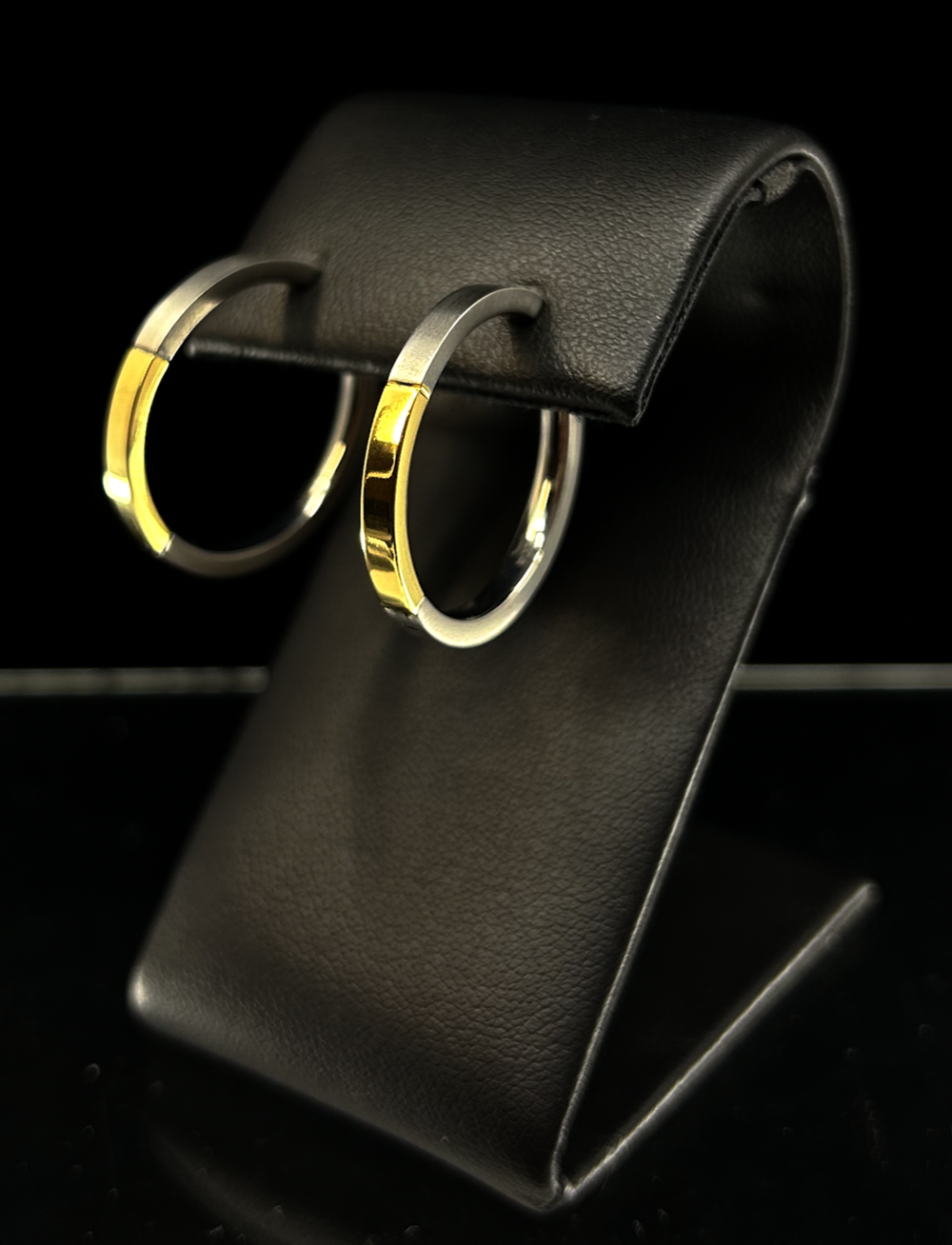 Small Titanium Hoops with Gold Accent