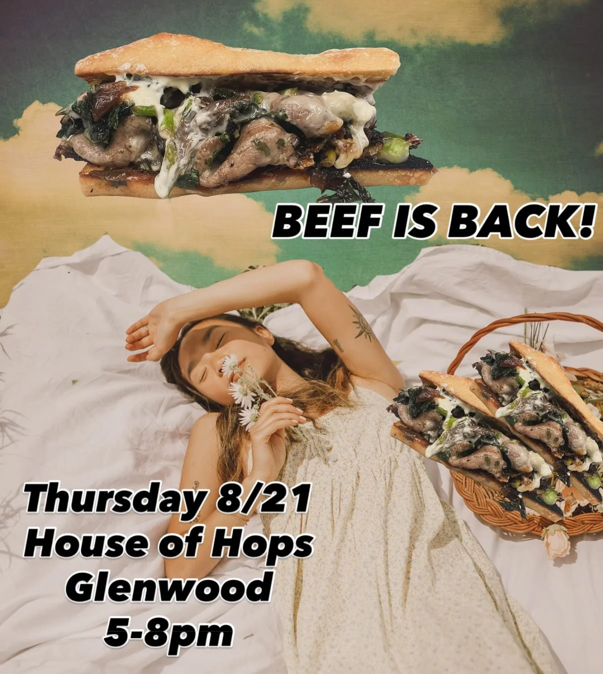 We heard you loud and clear! Our wood fired beef sandwich is back on the menu this week. Come grab one tonight at @houseofhops_raleigh  #northraleigh #sandwichesofinstagram #durhamfoodtrucks