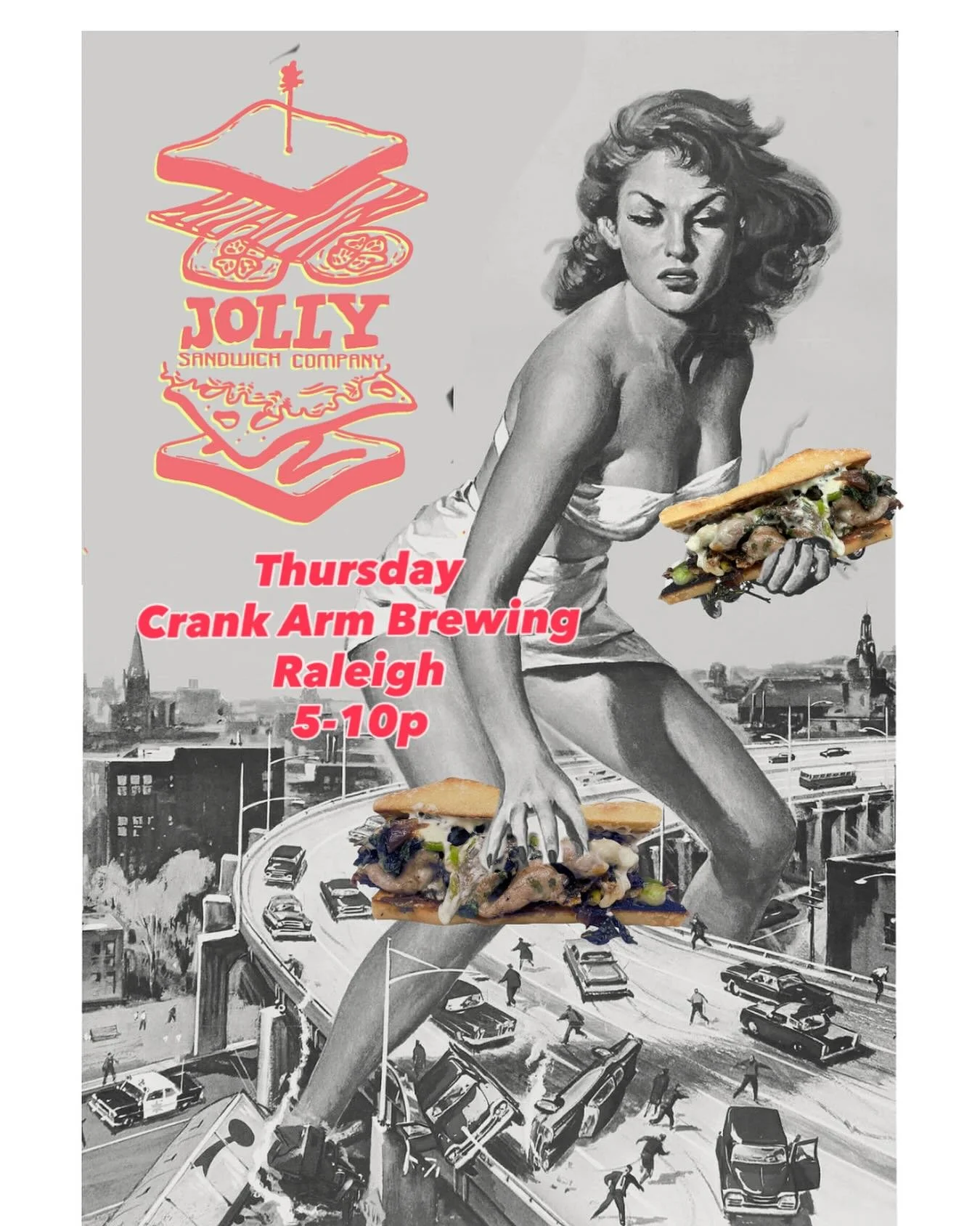 Tonight!! We&rsquo;ll be at @crankarmraleigh!  Come get some of our monster sandwiches!

#raleighfoodies #raleighnc #ncfoodtrucks