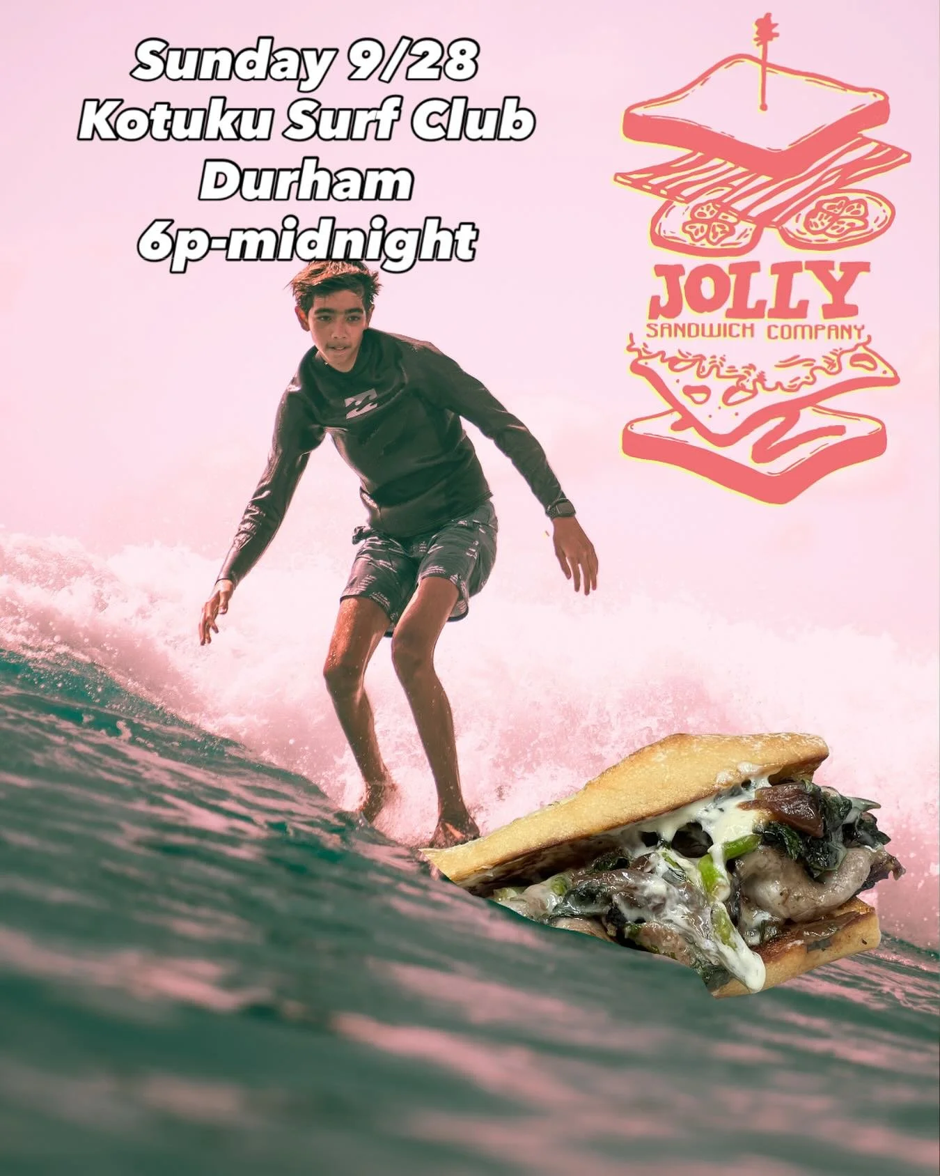 We are open late night tonight downtown at @kotukusurfclub. Come grab a drink and get a sandwich. 

#durhamnc #downtowndurham #bitesofbullcity #durhameats #durhamfoodtrucks