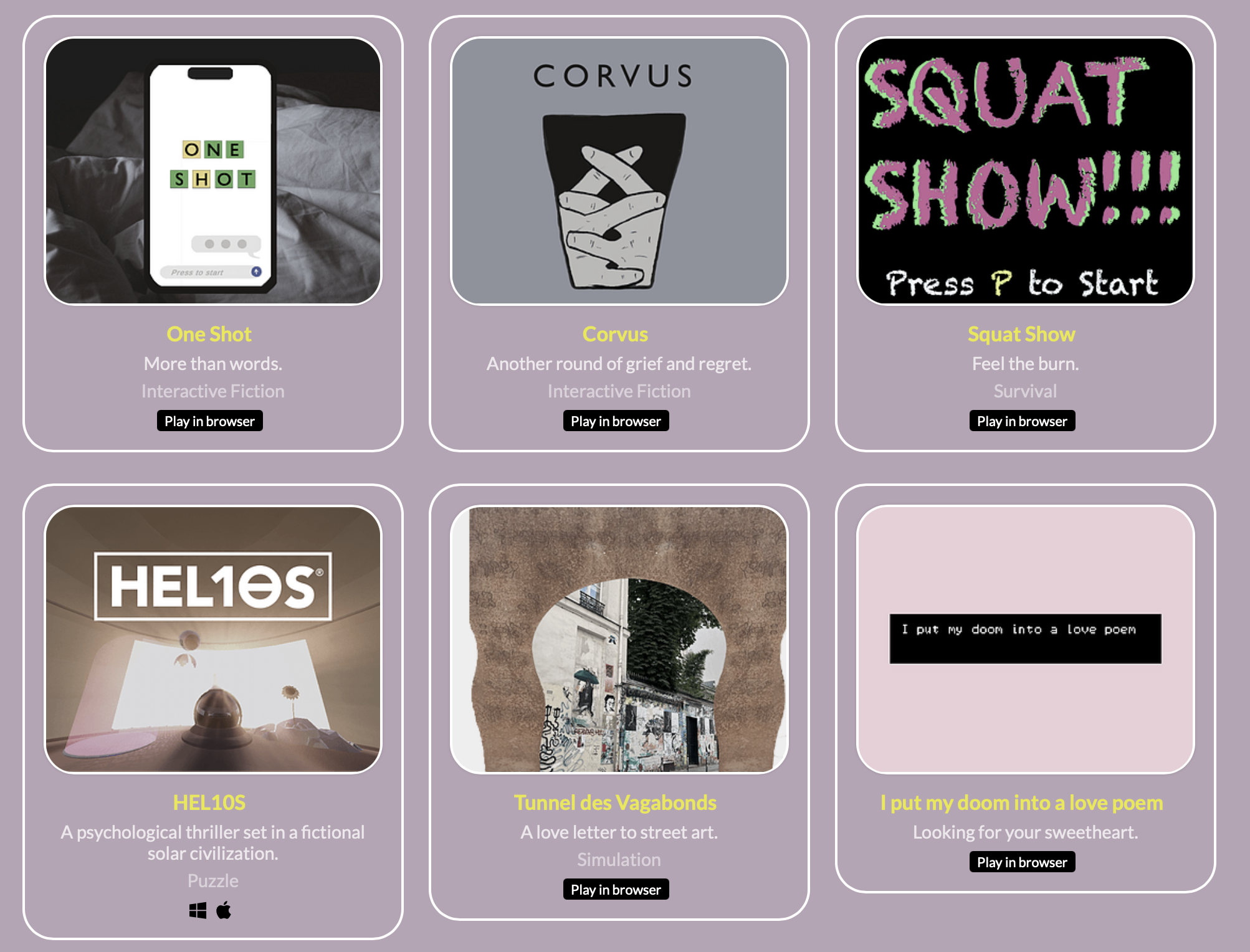 Screenshot of Itch.io page. Click to go to site.