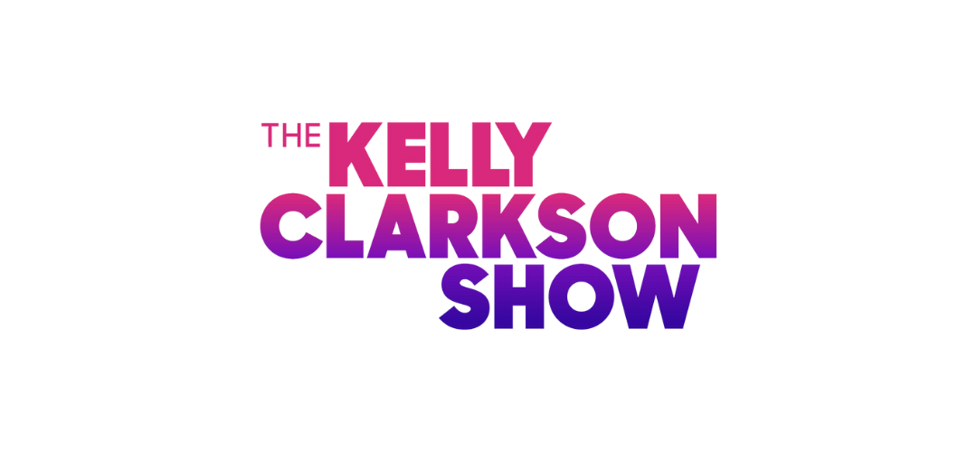 The Kelly Clarkson Show logo with colorful 3D text in pink, purple, red, gray, and blue.