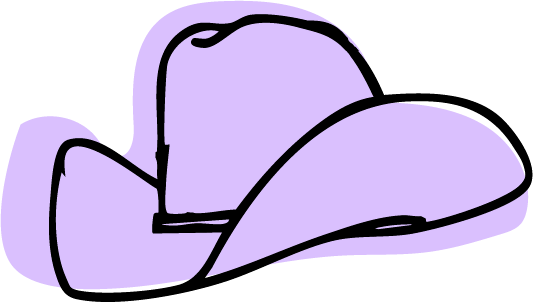 Line drawing of a cowboy hat in purple and black