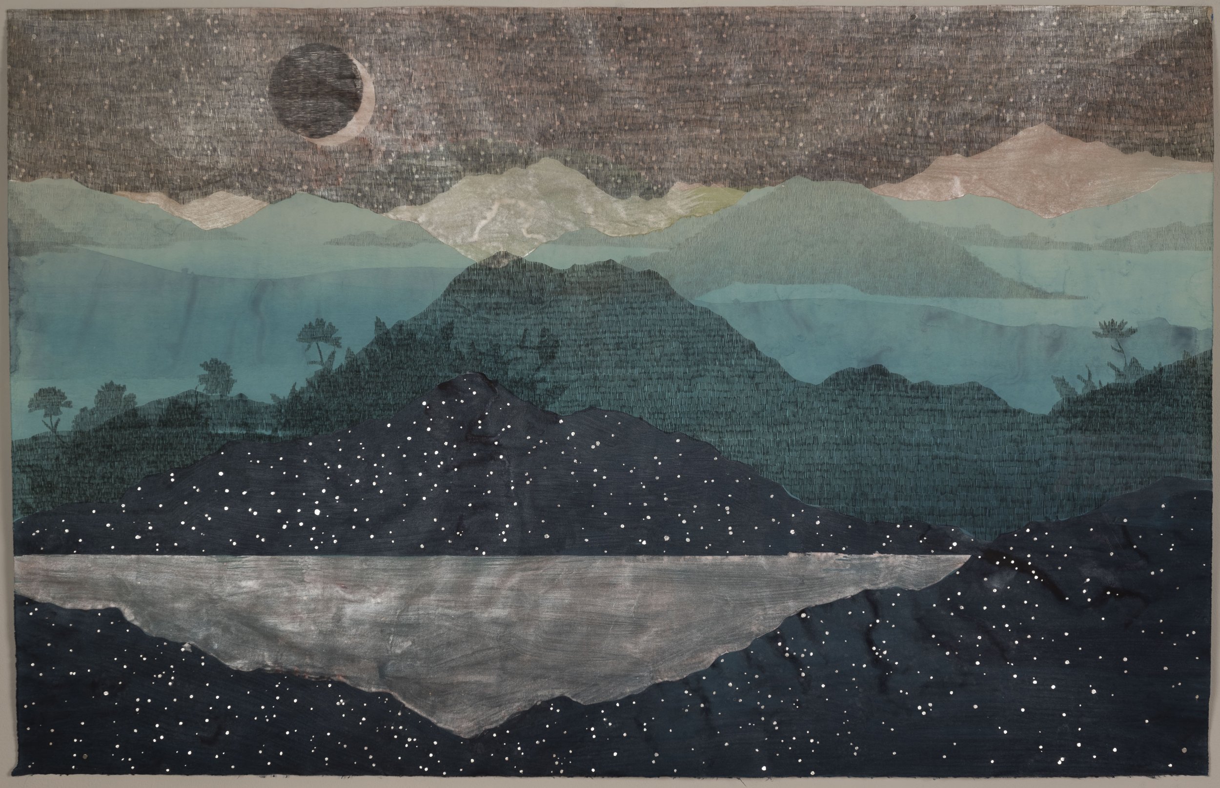 Starlit Glacial Lake Under Eclipse