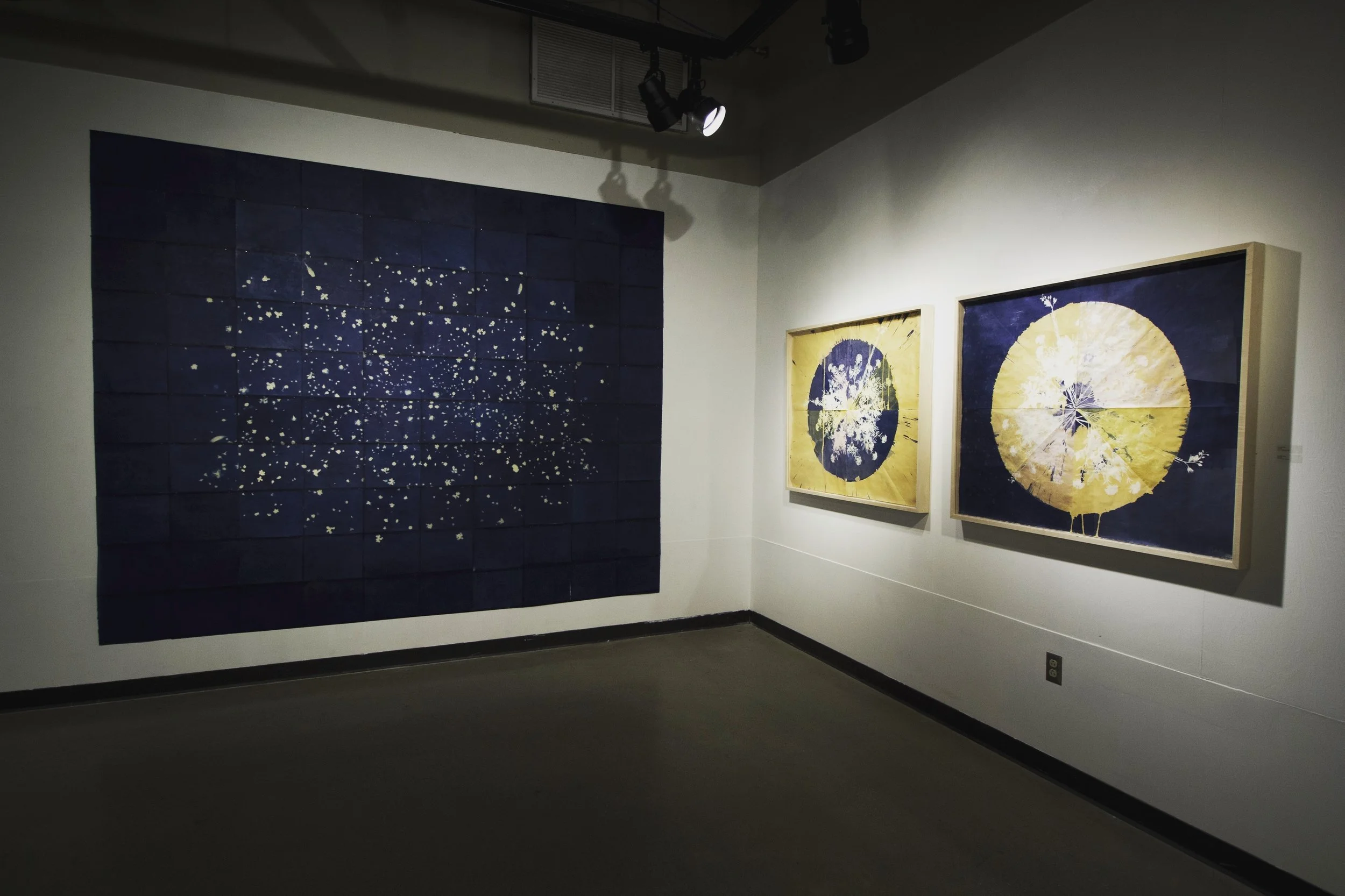 Effigy shown with Core 1 and Core 2, 38" x 45", at Eastern Michigan University Gallery.