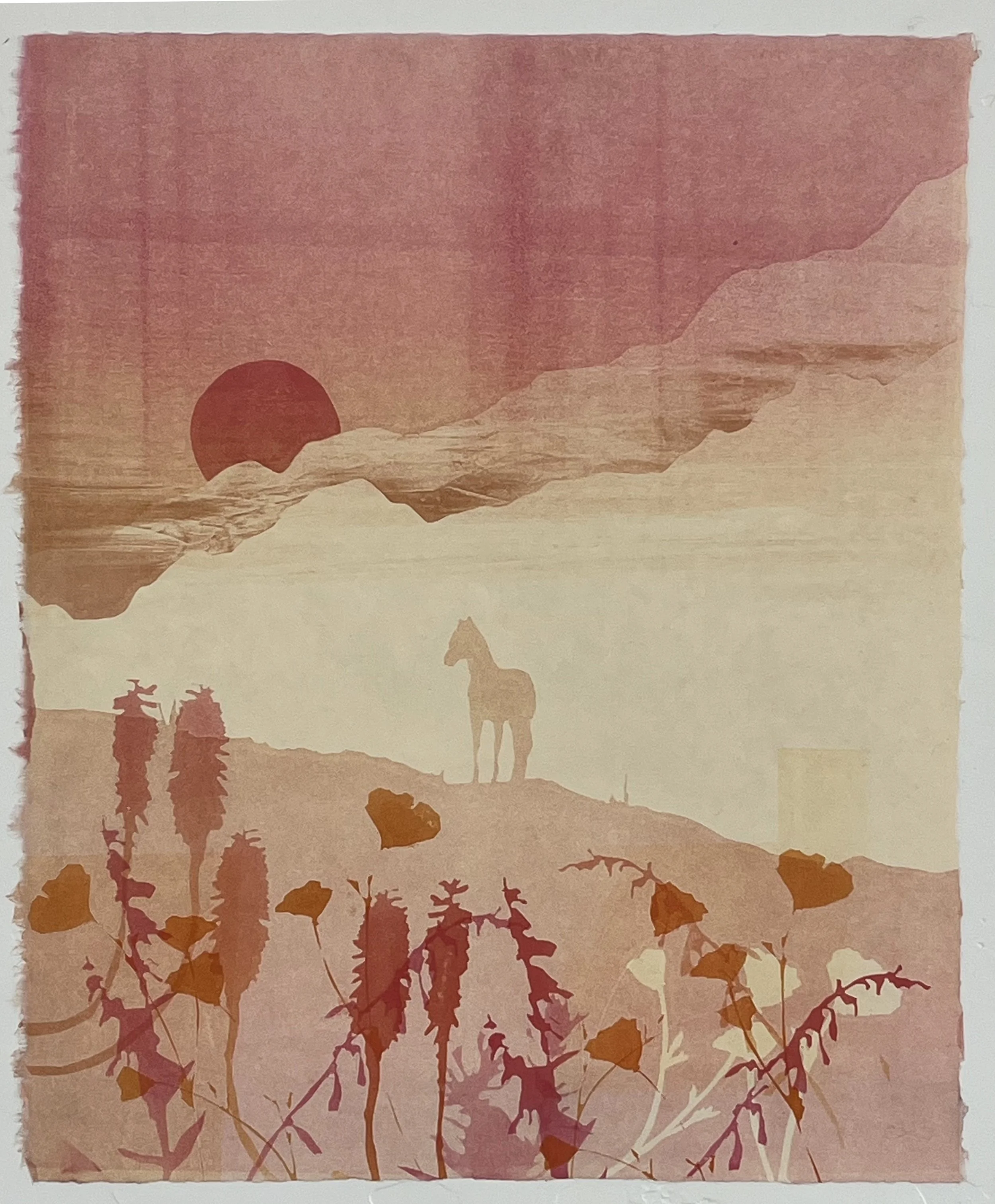 Desert Mustang XII, monotype on Kitakata paper, 21" x 17"