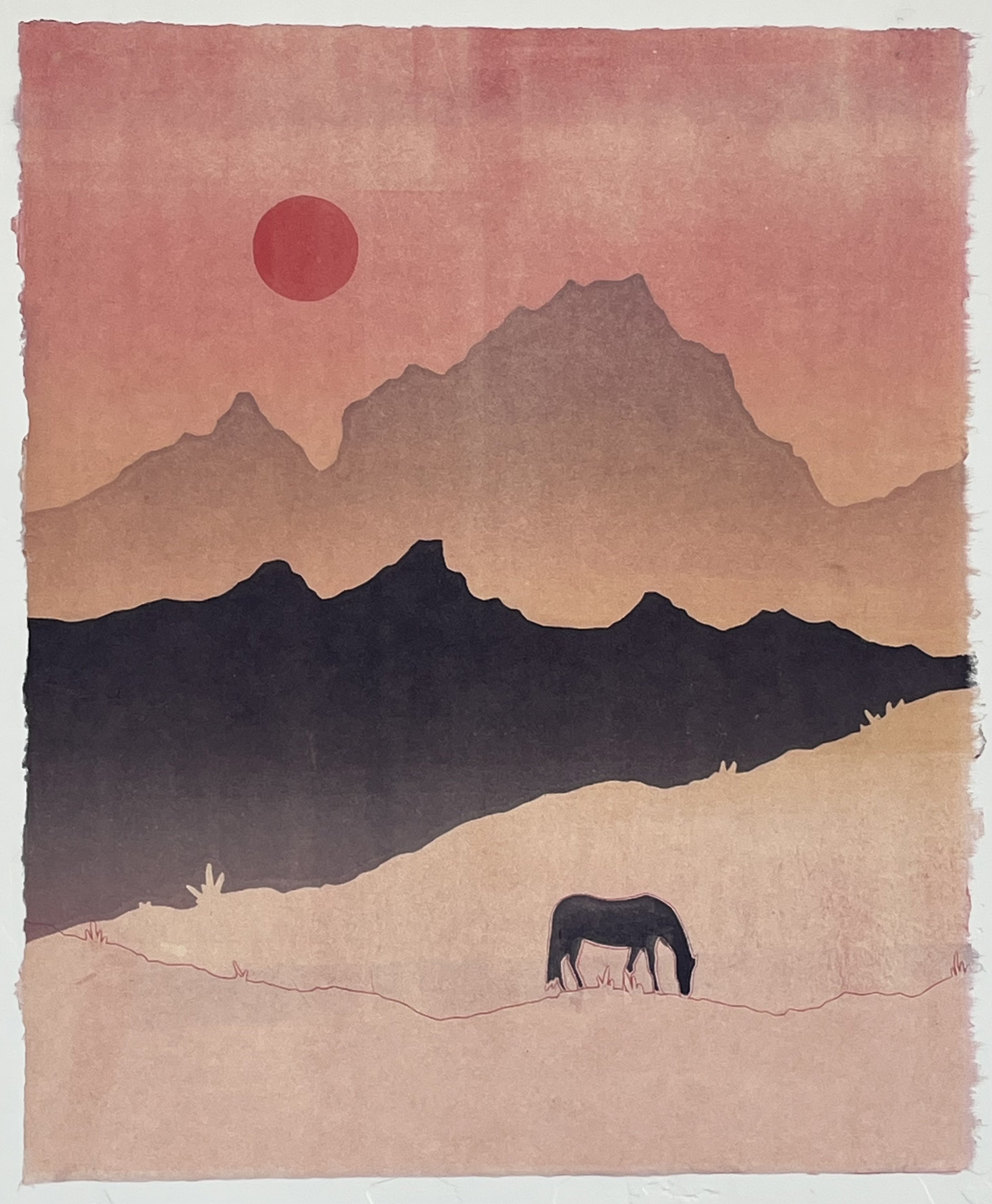 Desert Mustang VIII, monotype on Kitakata paper, 21" x 17"