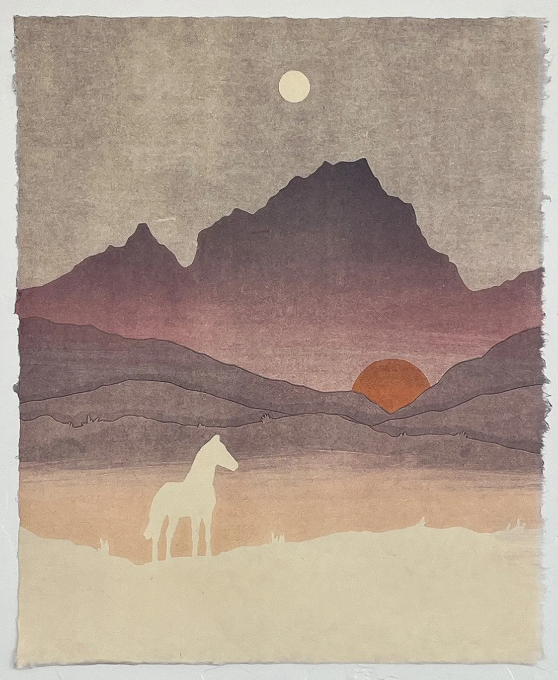 Desert Mustang XI, monotype on Kitakata paper, 21" x 17"