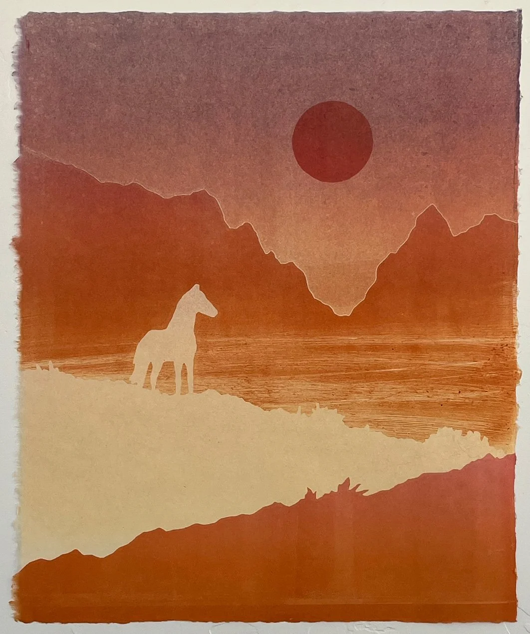 Desert Mustang XIX, monotype on Kitakata paper, 21" x 17"