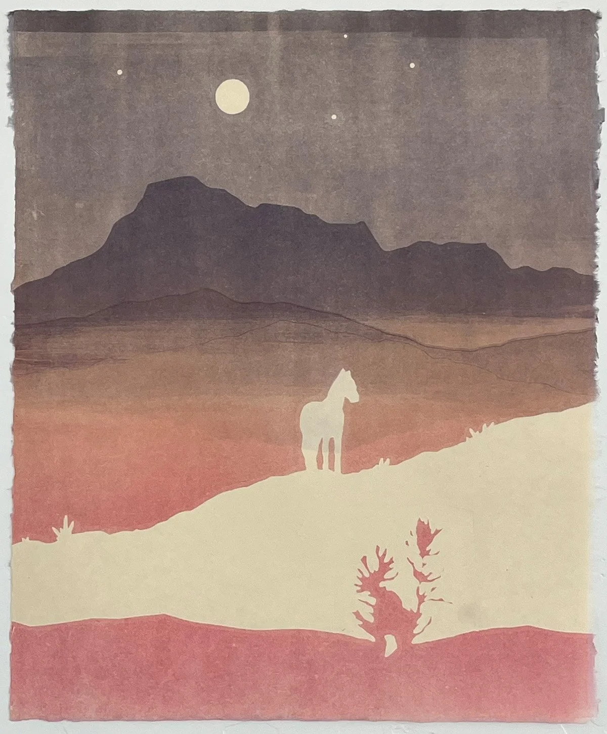 Desert Mustang XIII, monotype on Kitakata paper, 21" x 17"