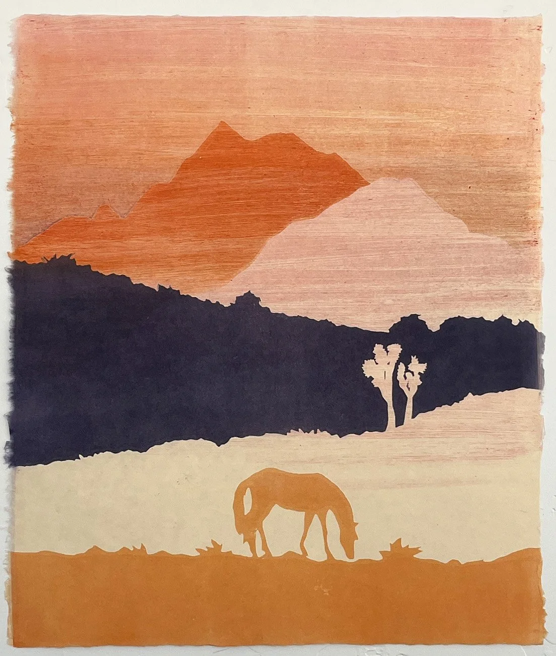 Desert Mustang XVII, monotype on Kitakata paper, 21" x 17"