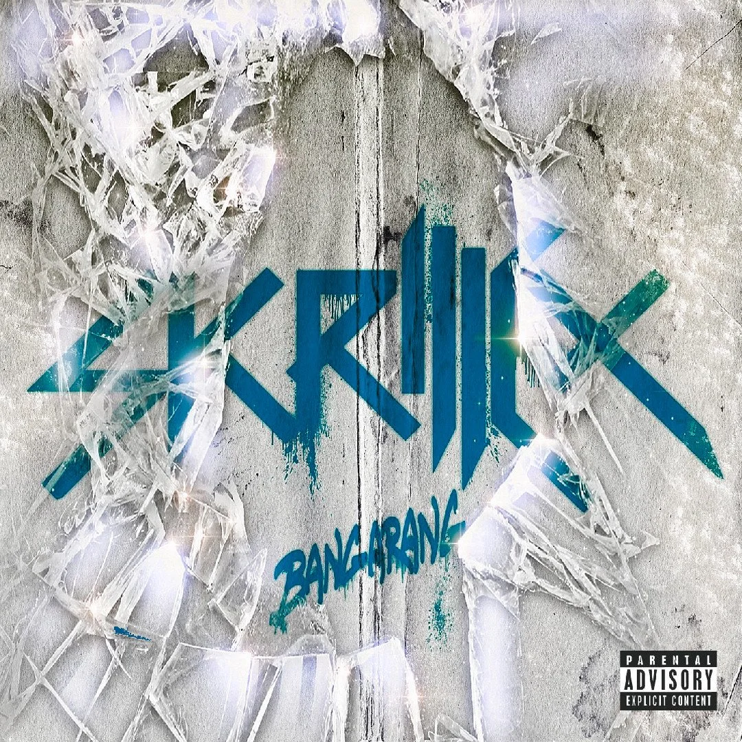 Official artwork for Samstone’s bootleg of Bangarang by Skrillex, featuring a dark silhouette against a gritty teal and black halftone pattern. The bold red typography reinforces the high-energy Jump Up synth-driven take on the classic