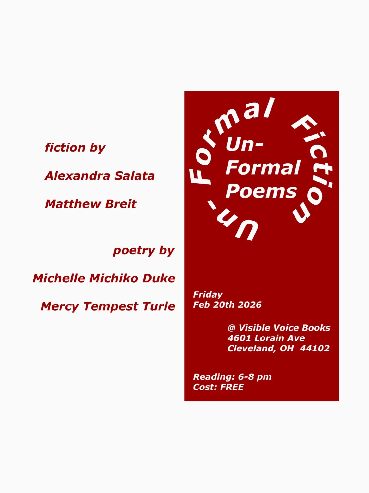 Un-Formal Fiction, Un-Formal Poems