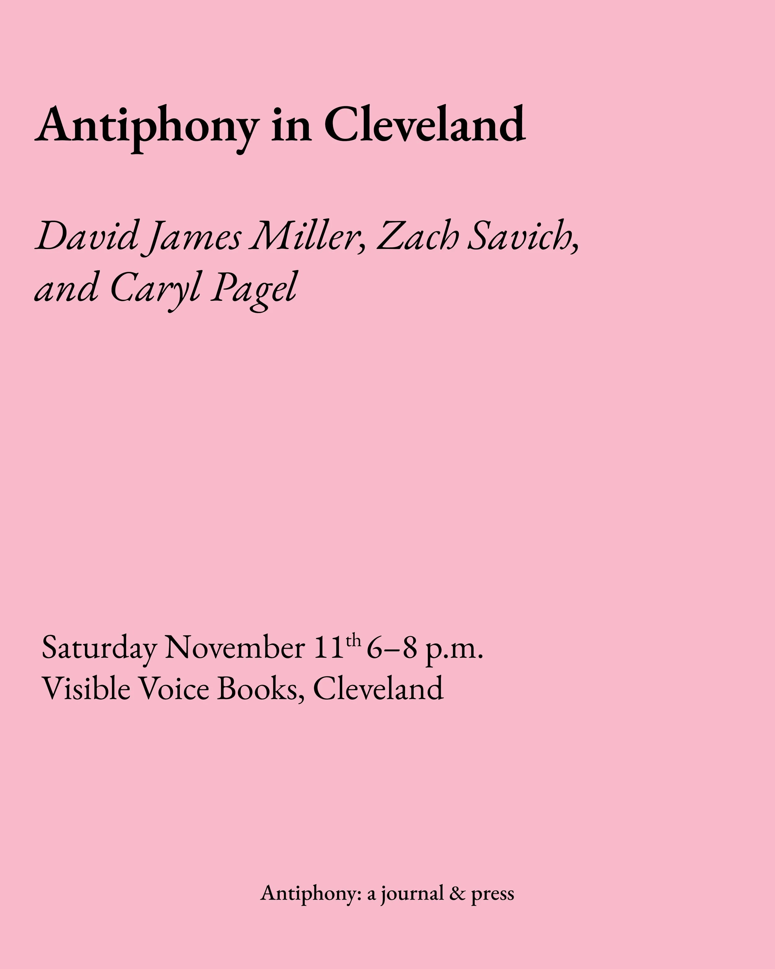 Author Event: Reading with Antiphony Press &amp; Journal