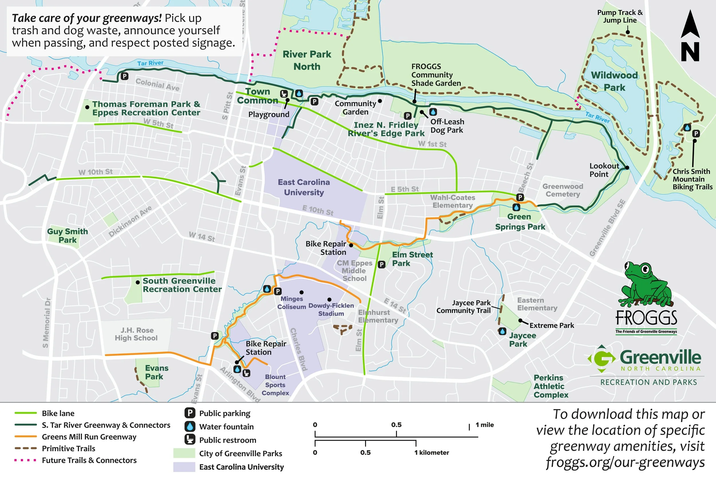 Map of Greenville's Greenways as of March 21, 2025