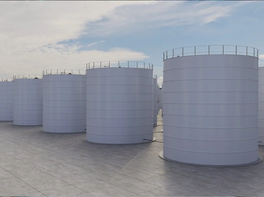 Industrial storage tanks in the renewables sector served by Allied Industrial Services