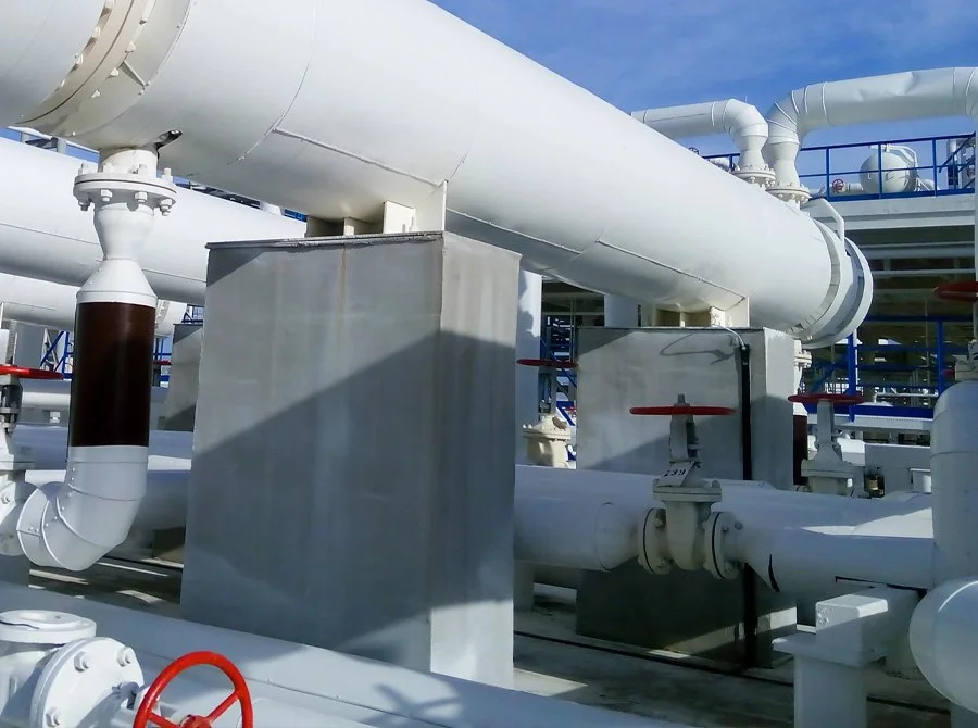 Industrial piping systems at an industrial gas facility served by Allied Industrial Services