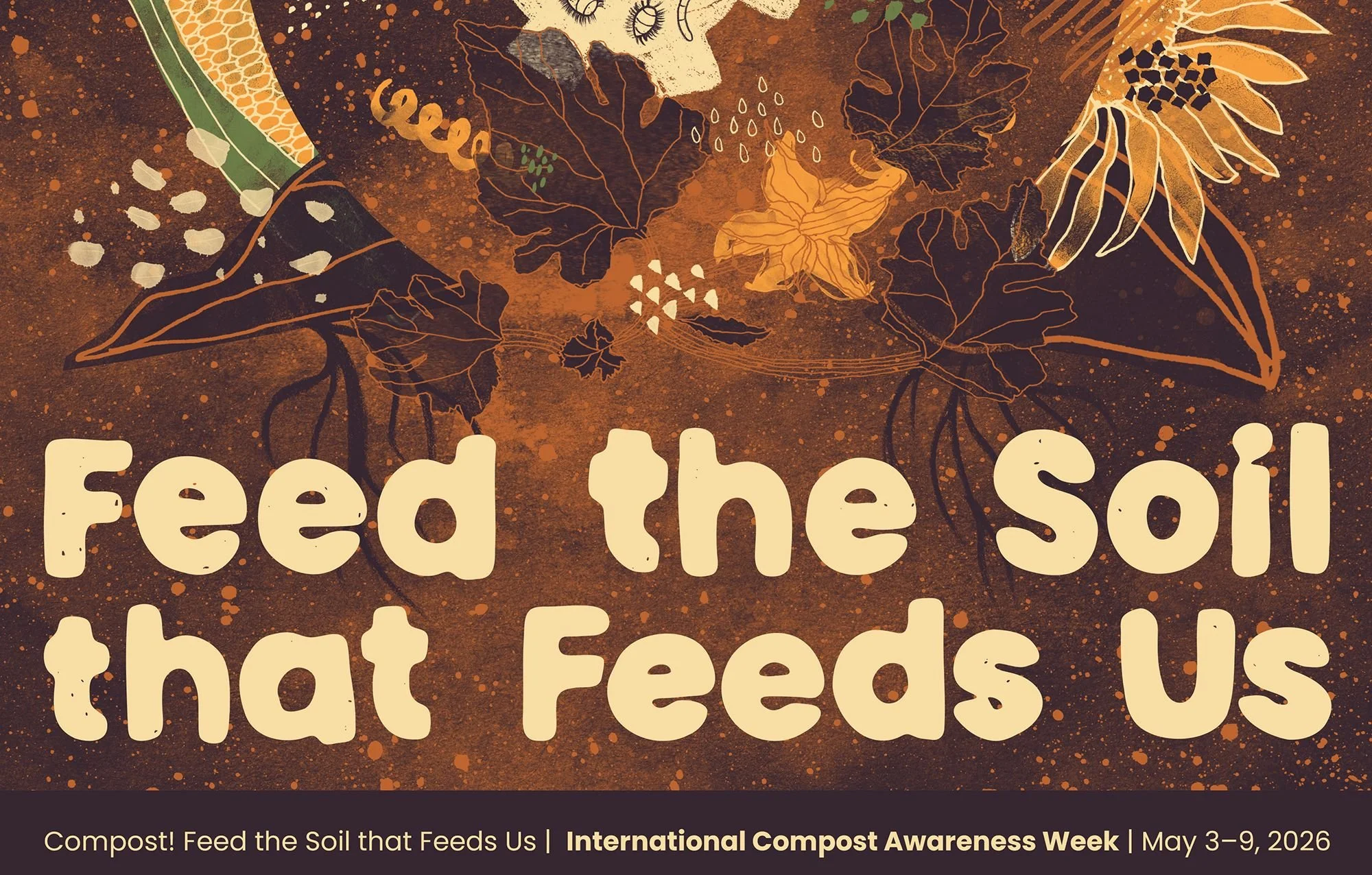 Detail of a mixed media compost poster emphasising cycles, transformation and second circulation