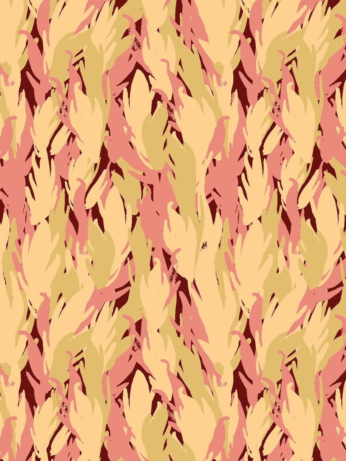 Seamless pattern of wild sorrel flower spikes in straw yellow, dusty rose and deep maroon - Late Summer Meadow collection coordinate.
