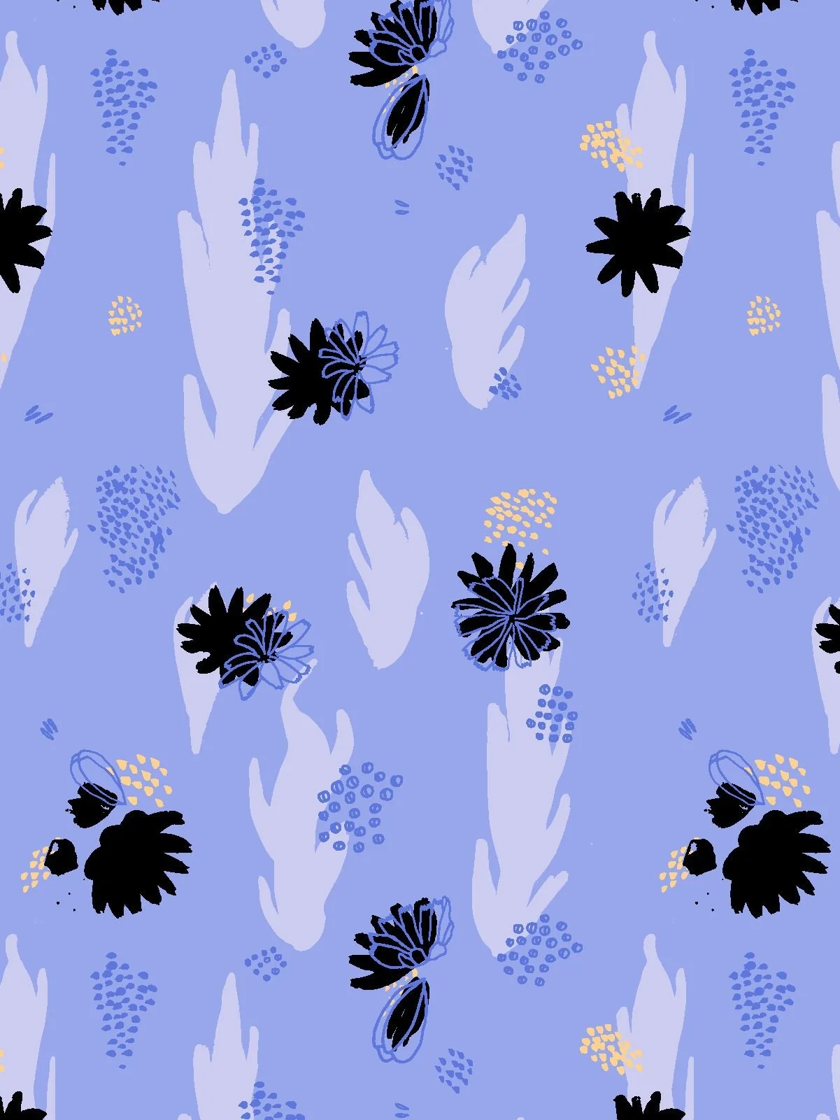 scattered wildflower seamless pattern inspired by chicory and meadow plants