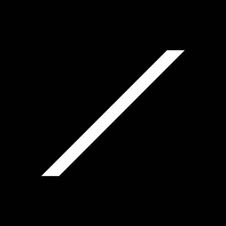 A black background with a white diagonal line running from the bottom left to the top right.