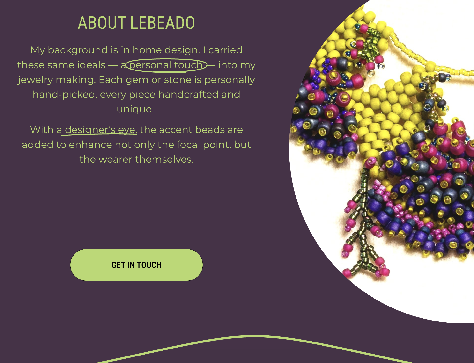 Website page with an 