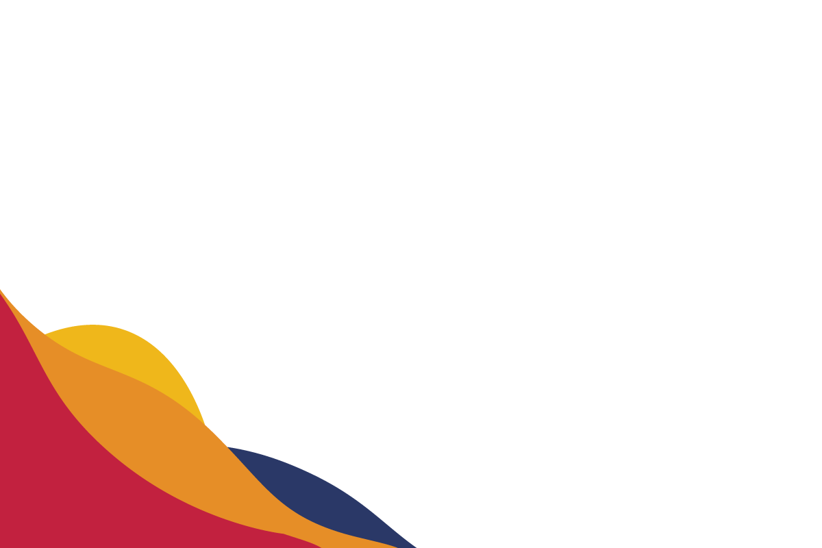 Logo coloré avec une forme de vague et des couleurs rouge, orange, jaune, bleu et noir