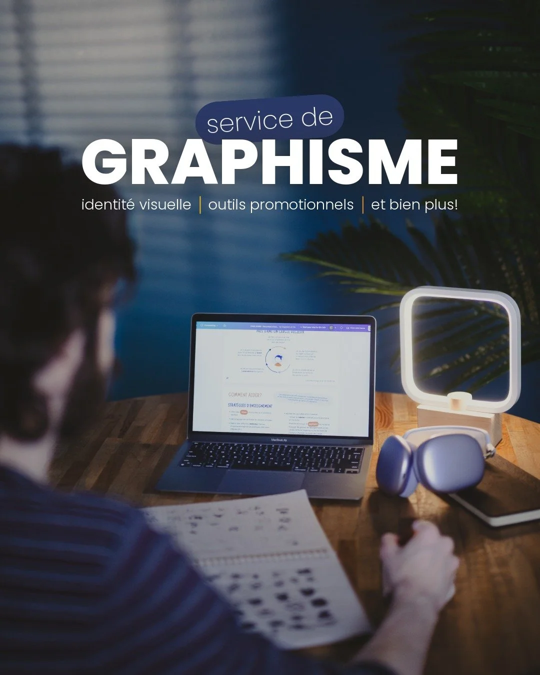 Hey ! On ne fait pas que de la vid&eacute;o! 🎥
On aime aussi donner vie &agrave; vos projets &agrave; travers des visuels qui vous ressemblent : image de marque, outils promotionnels, contenus web&hellip; Toujours pens&eacute;s pour mettre en valeur
